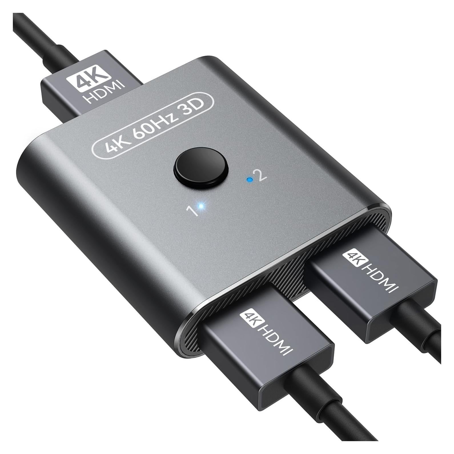 Interruptor HDMI 4K 60Hz Vilcome, Divisor Bidireccional 2 en 1