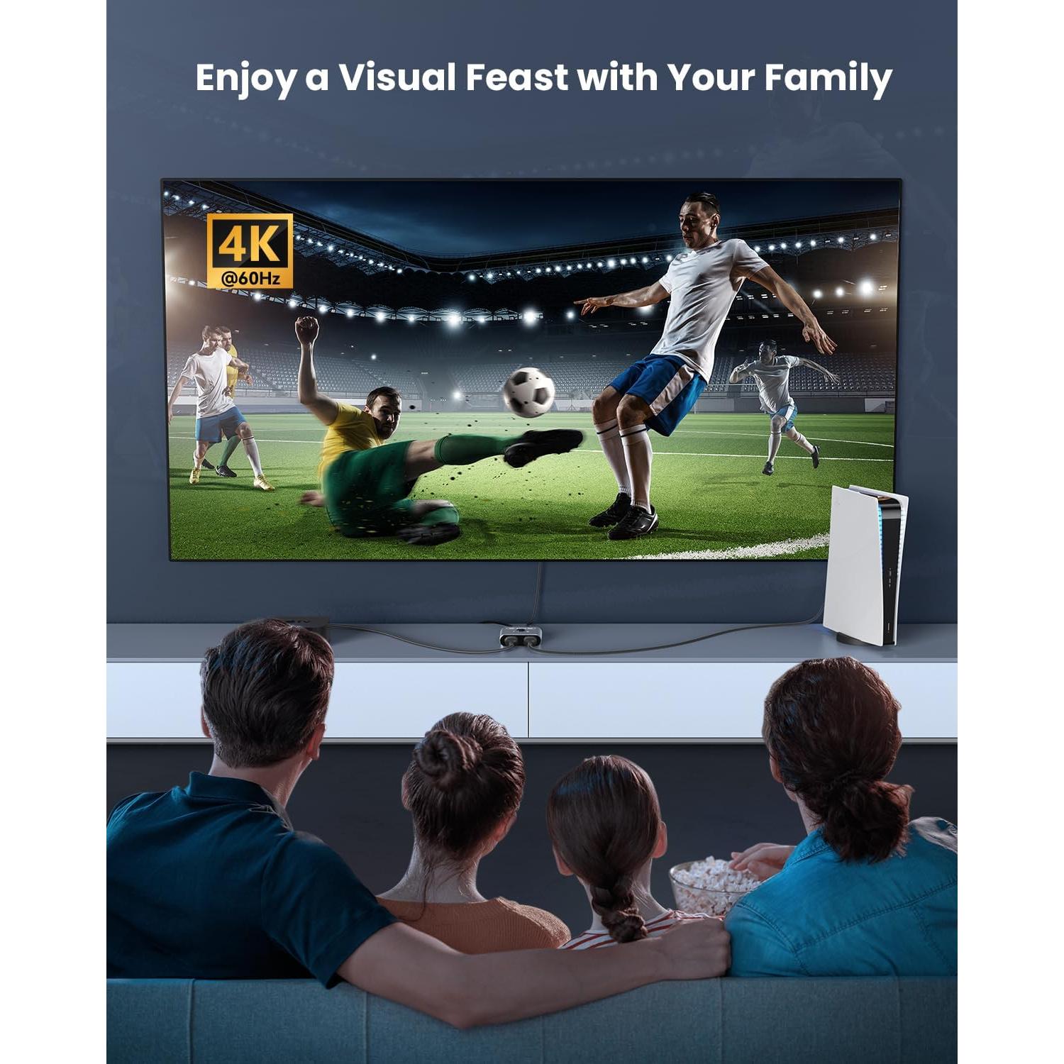 Interruptor HDMI 4K 60Hz Vilcome, Divisor Bidireccional 2 en 1