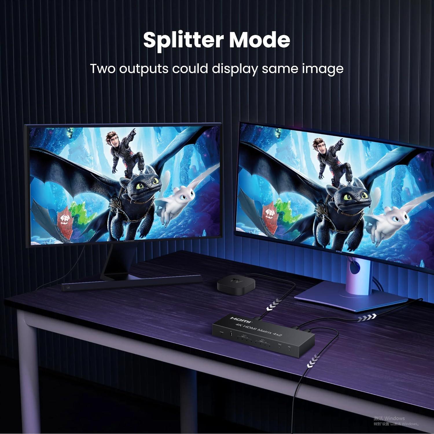 Interruptor Matriz HDMI 4x2 FERRISA Ultra HD 4K con Control Remoto