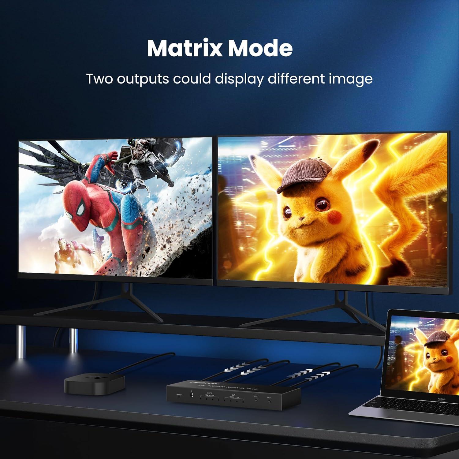 Interruptor Matriz HDMI 4x2 FERRISA Ultra HD 4K con Control Remoto