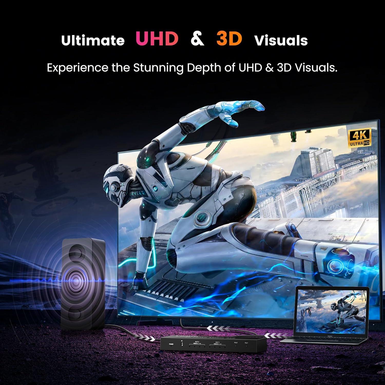 Interruptor Matriz HDMI 4x2 FERRISA Ultra HD 4K con Control Remoto