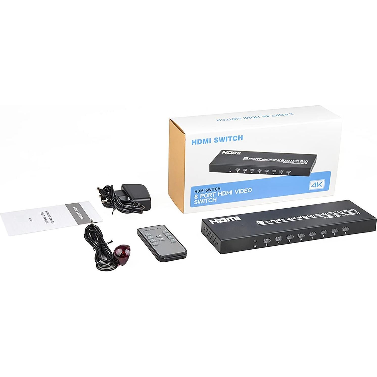 Interruptor HDMI 8 en 1 KAGO 4K 30Hz con Control Remoto