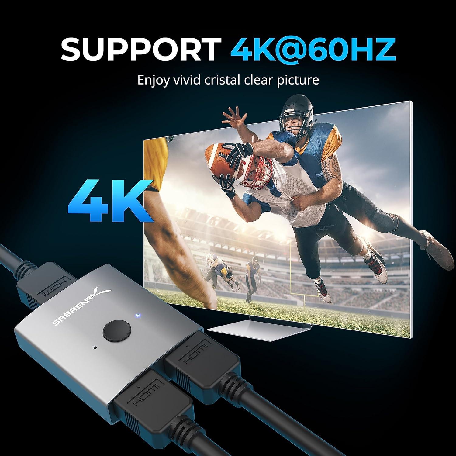 Interruptor HDMI Bidireccional 4K 60Hz SABRENT DA-HSW2