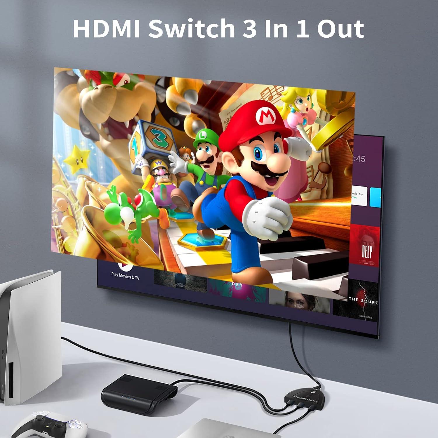 Interruptor HDMI 3 en 1 NEWCARE 8K@60Hz 4K@120Hz 48Gbps