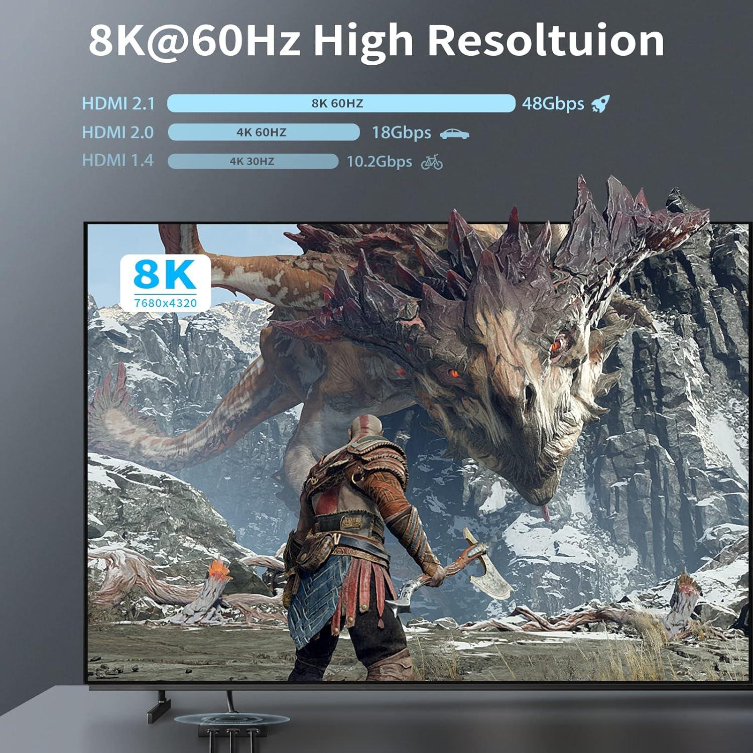 Interruptor HDMI 3 en 1 NEWCARE 8K@60Hz 4K@120Hz 48Gbps