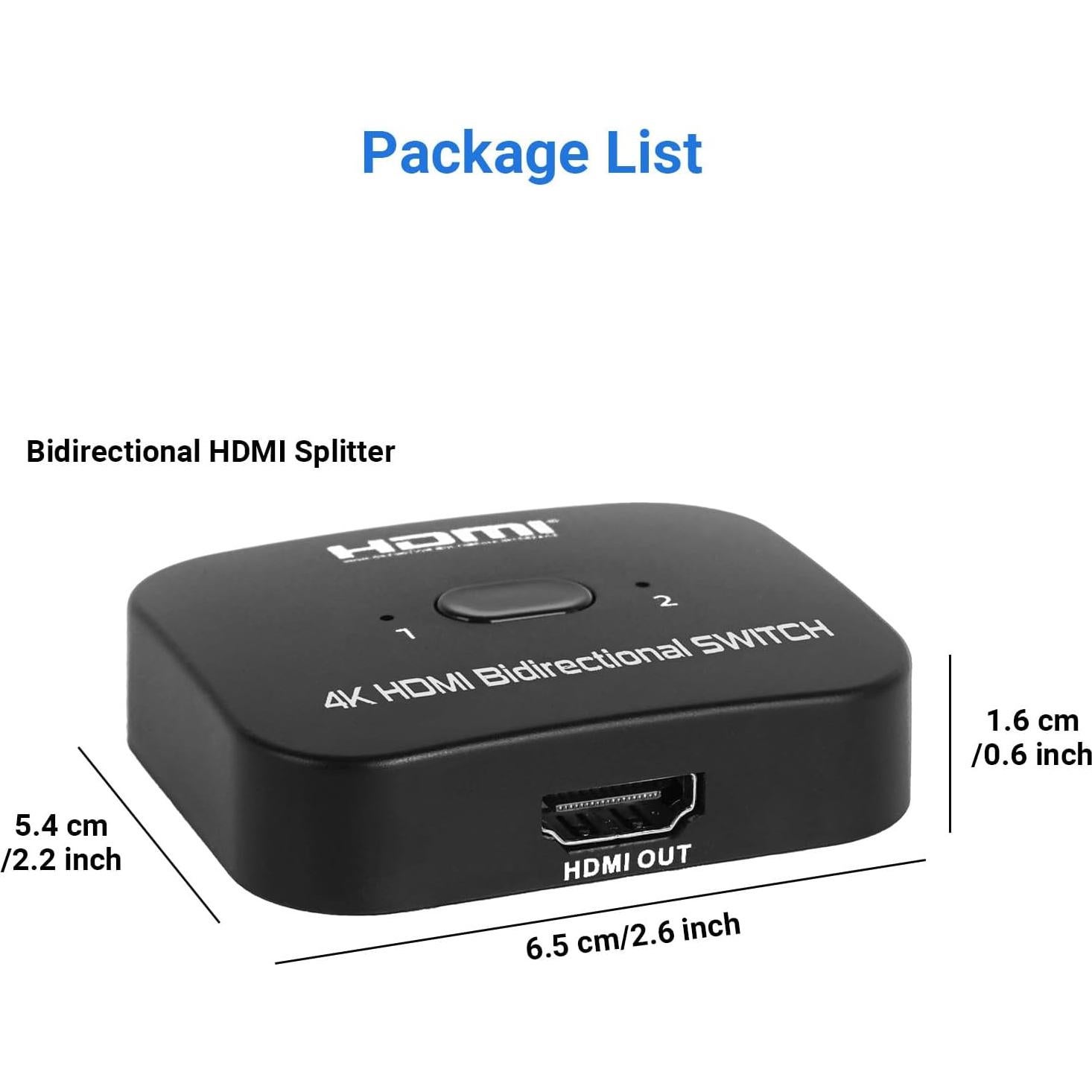 Conmutador HDMI Bidireccional 4K Suceem 2 en 1 Salida