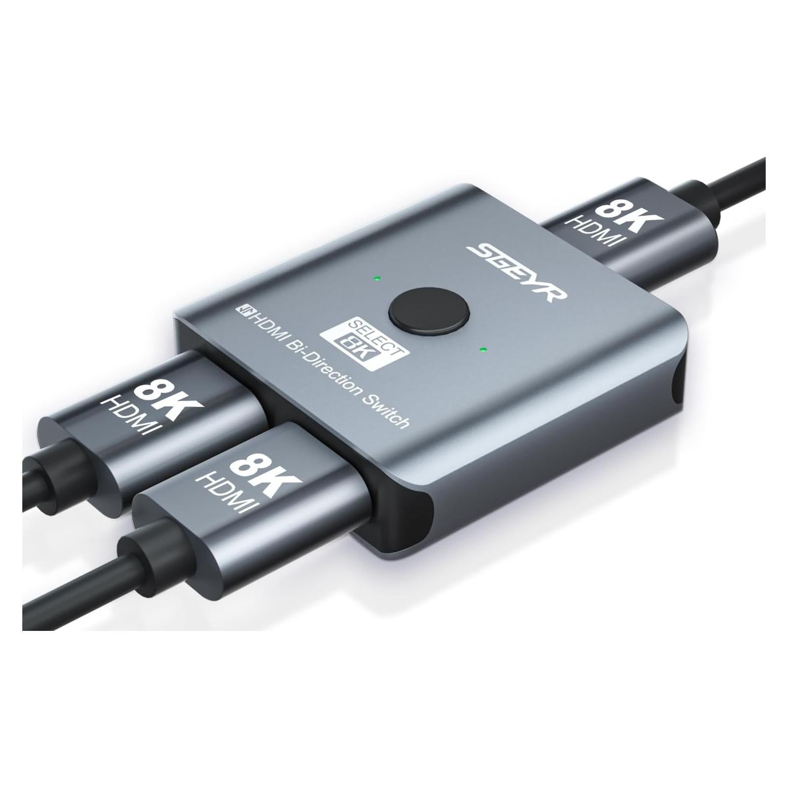 Interruptor HDMI 2.1 SGEYR 8K Bi-Direccional 48Gbps Gris