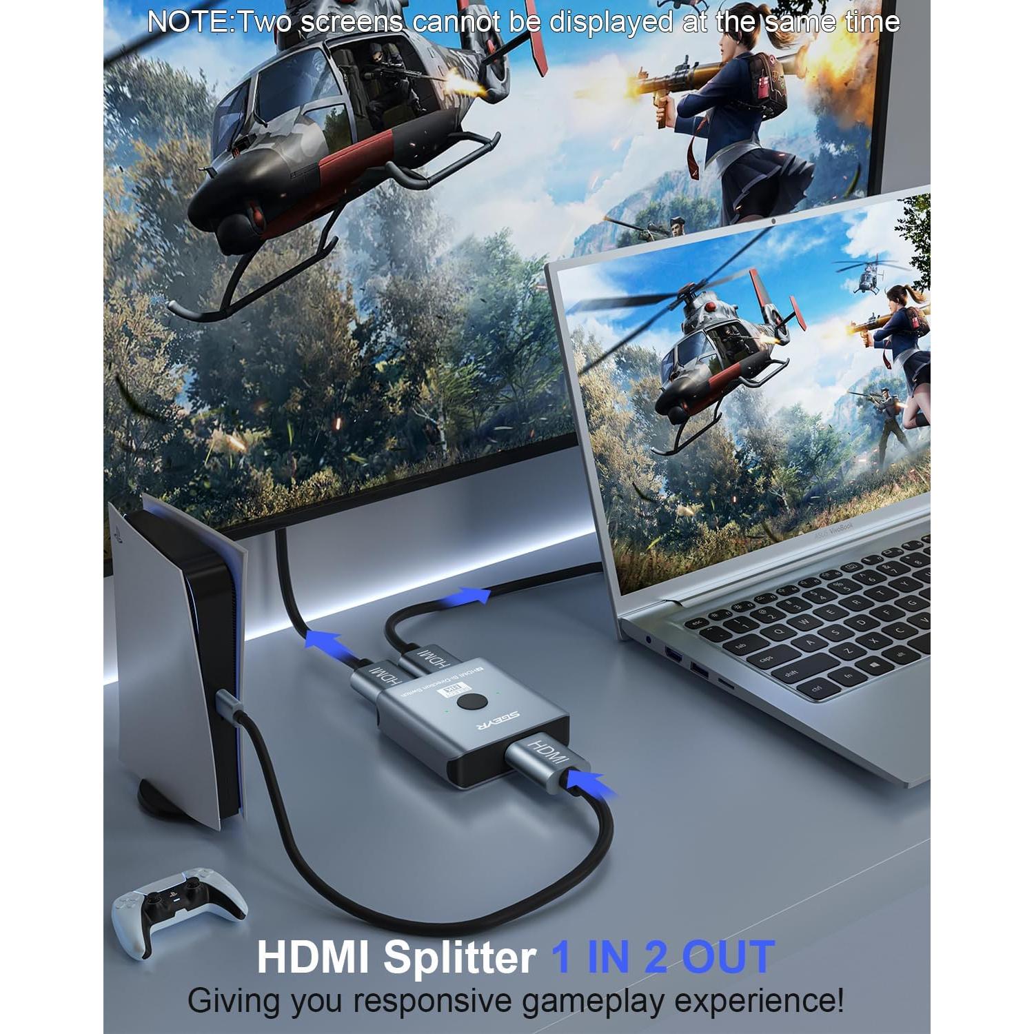 Interruptor HDMI 2.1 SGEYR 8K Bi-Direccional 48Gbps Gris