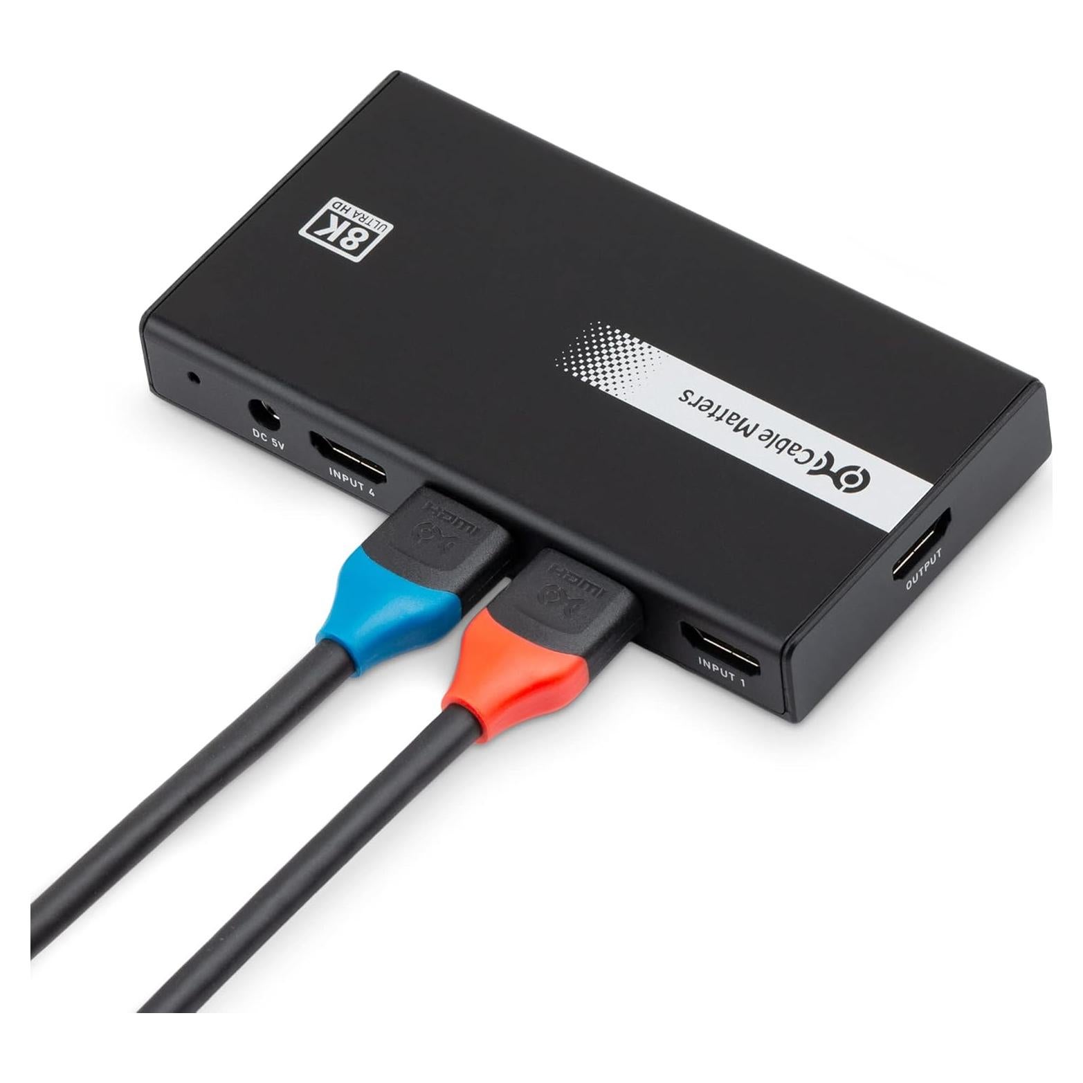 Interruptor HDMI 2.1 4 Puertos Cable Matters 48Gbps 4K 120Hz