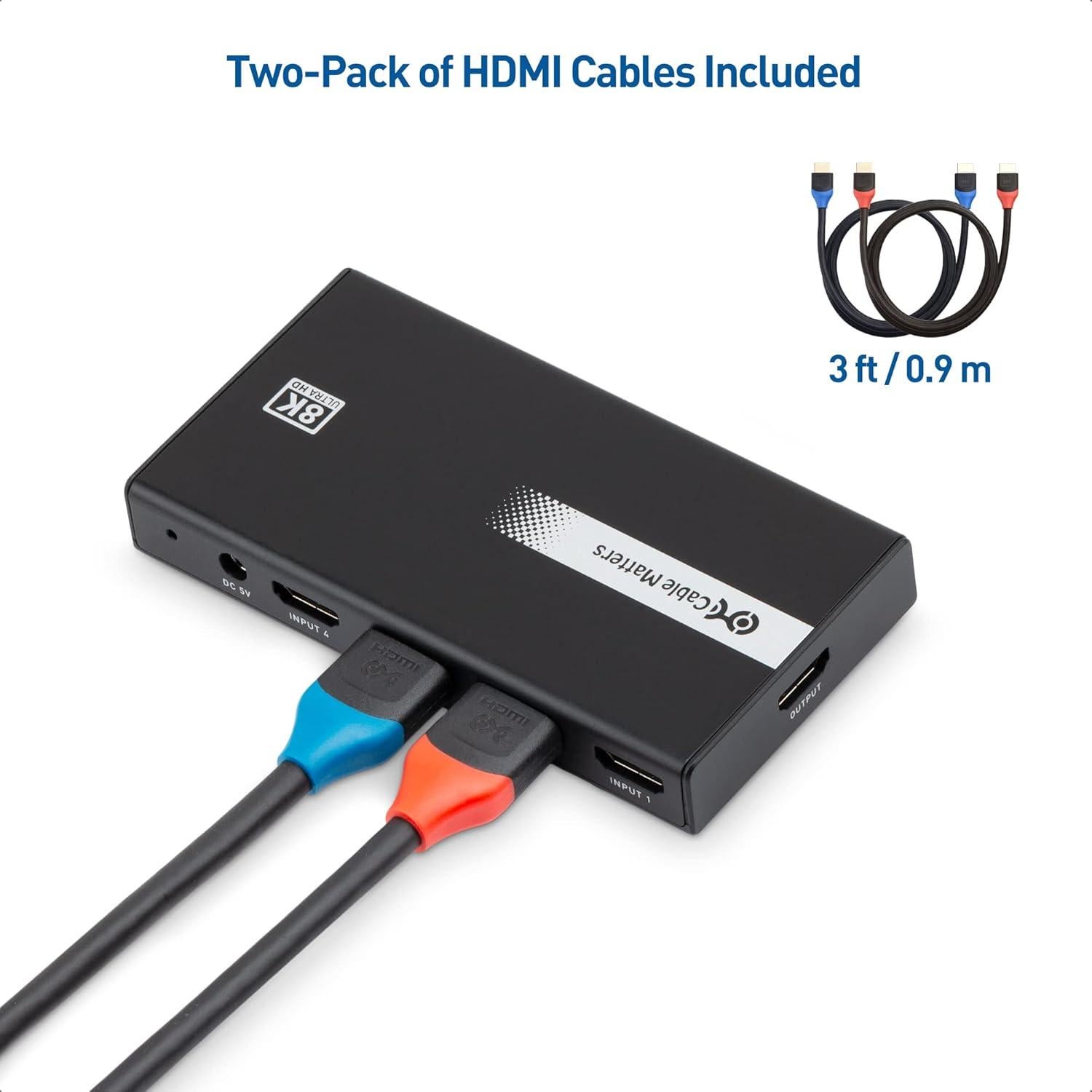 Interruptor HDMI 2.1 4 Puertos Cable Matters 48Gbps 4K 120Hz
