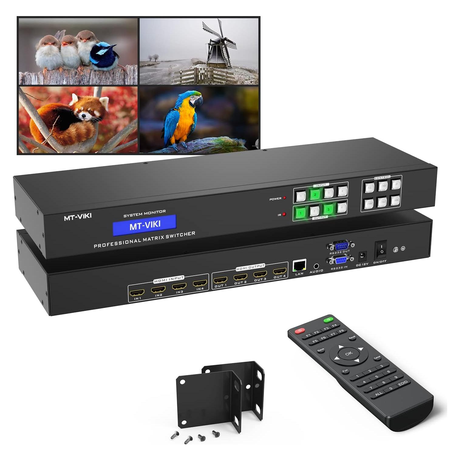 Conmutador Matriz HDMI 4x4 MT-VIKI 4K 30Hz con Audio Estéreo