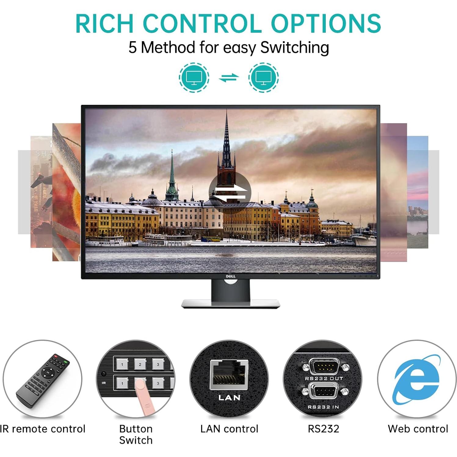 Conmutador Matriz HDMI 4x4 MT-VIKI 4K 30Hz con Audio Estéreo