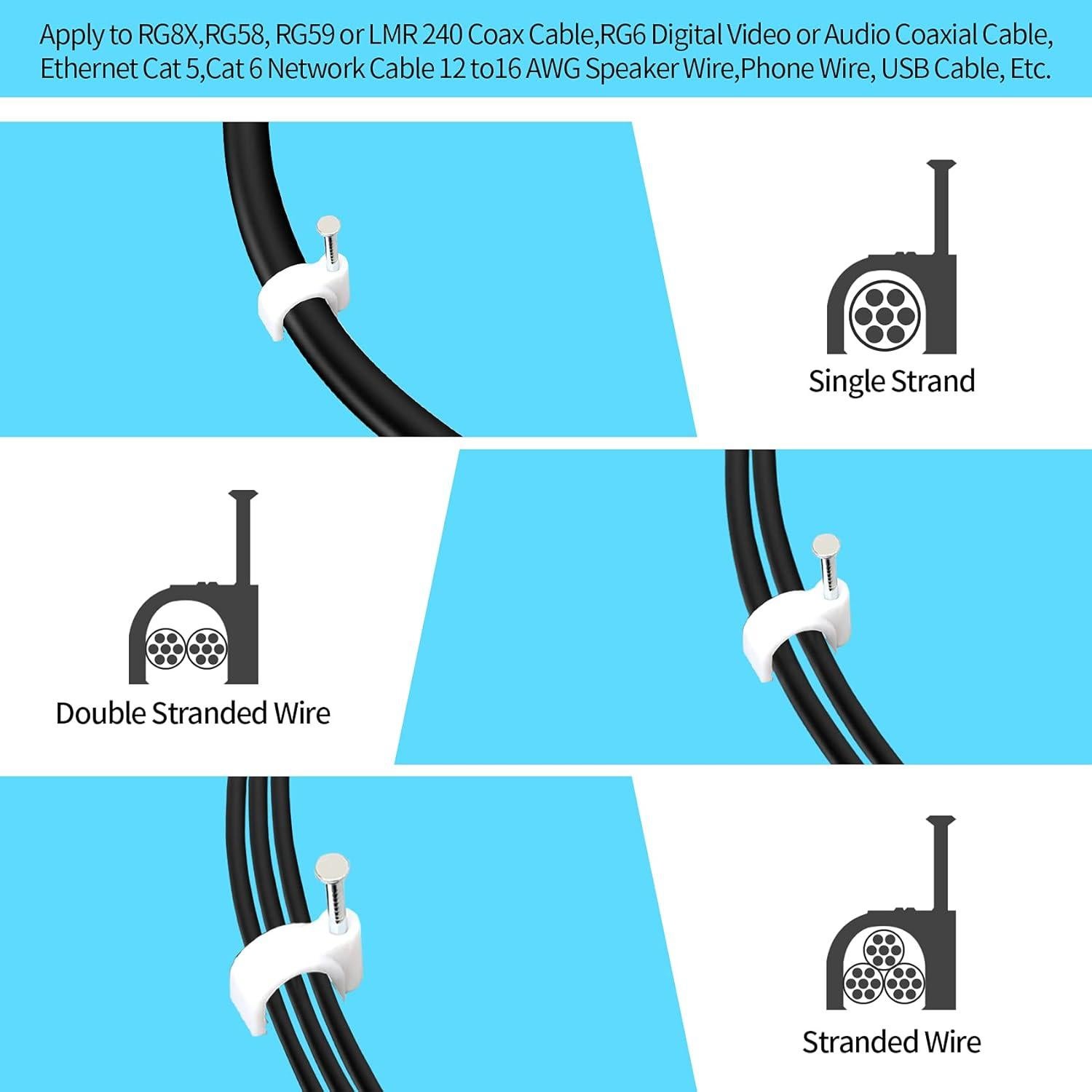 Clips para Cables Abnii 400 Pcs 4-10mm Blanco