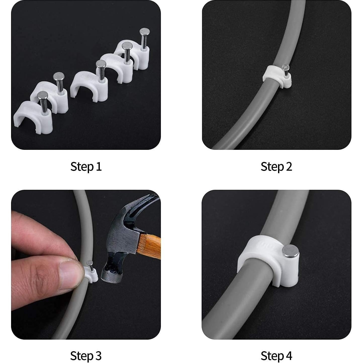 Clips para Cables Abnii 400 Pcs 4-10mm Blanco