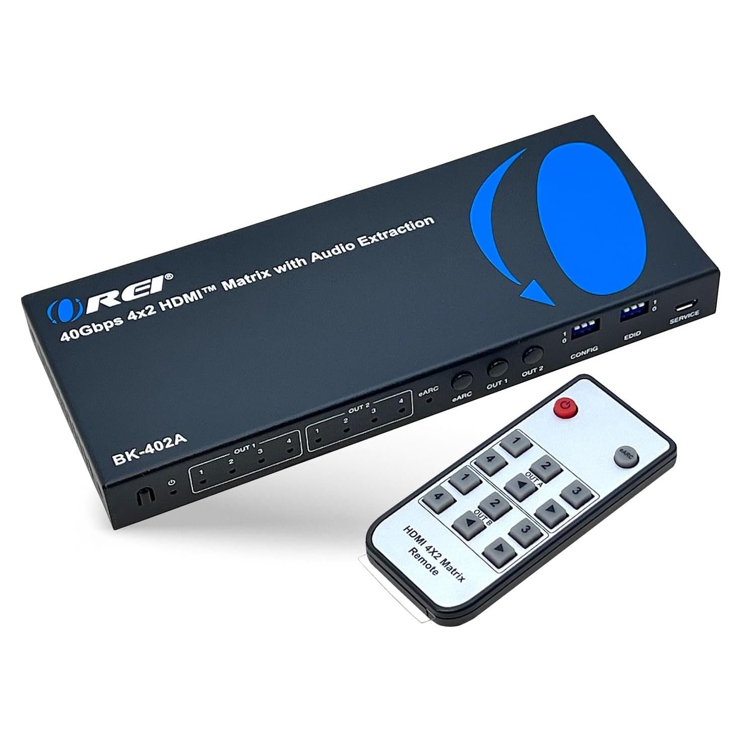 Interruptor Matriz HDMI 8K OREI BK-402A 4x2 con Extractor de Audio