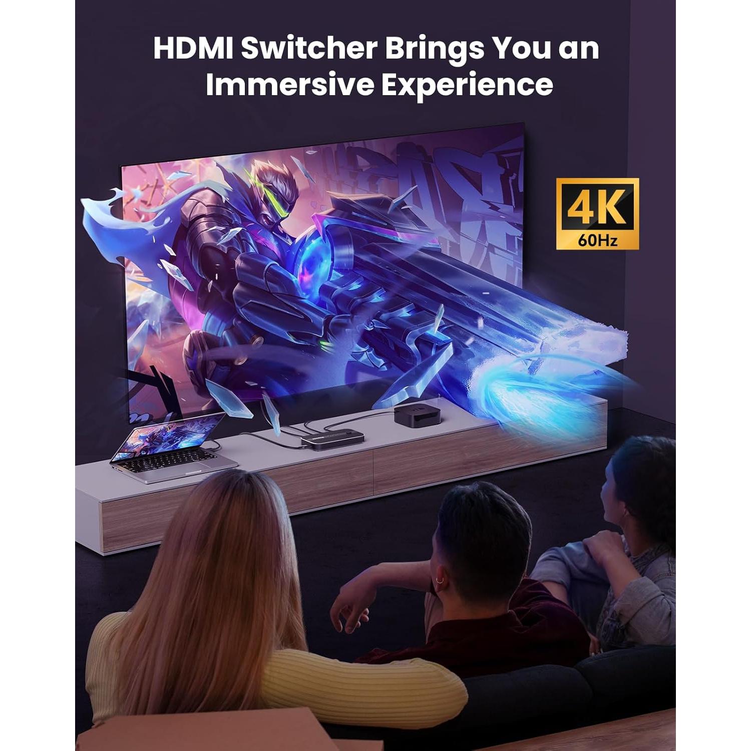 Divisor HDMI 3 en 1 Elepode 4K@60Hz con Control Remoto