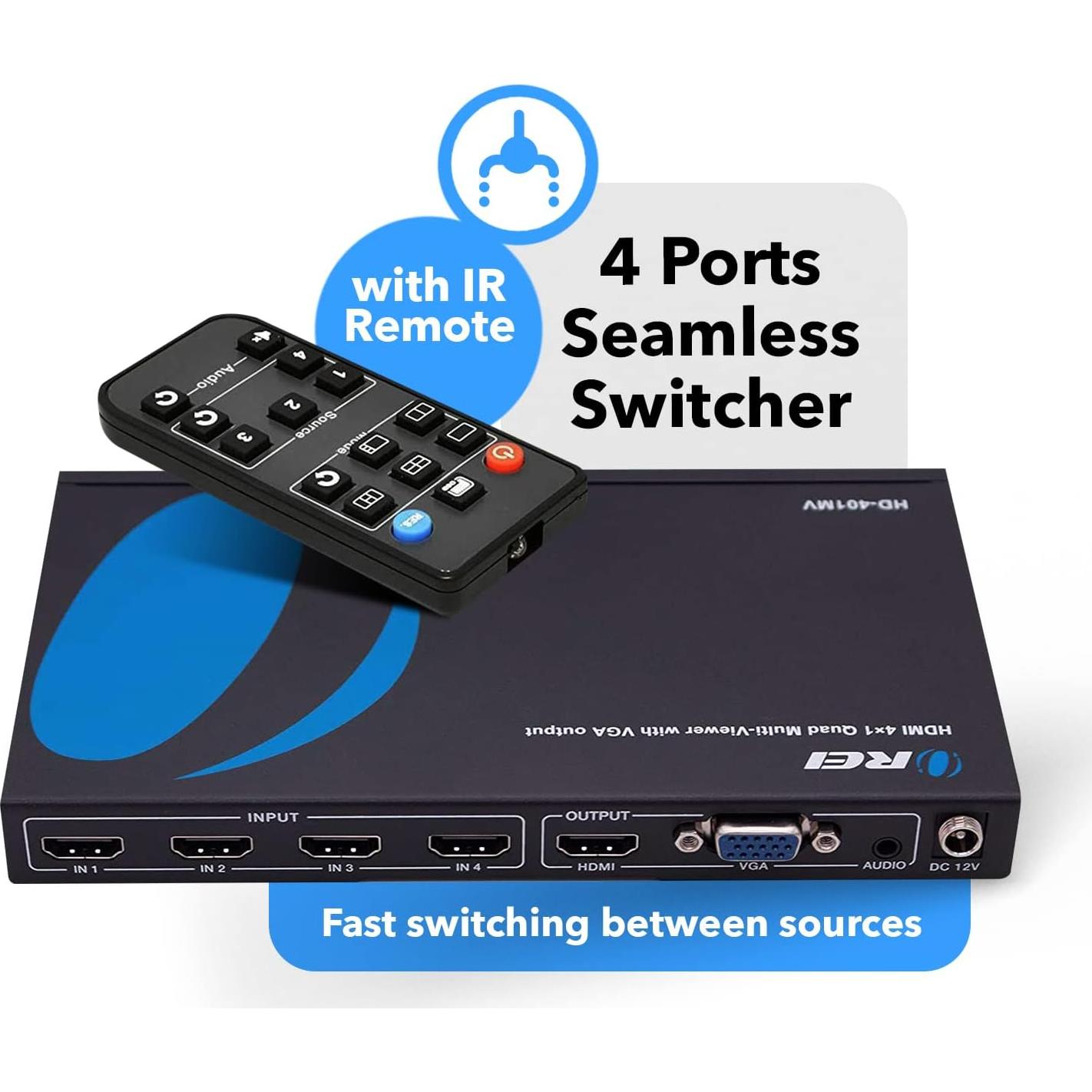 Conmutador HDMI 4 en 1 OREI HD-401MR 1080p Control Remoto