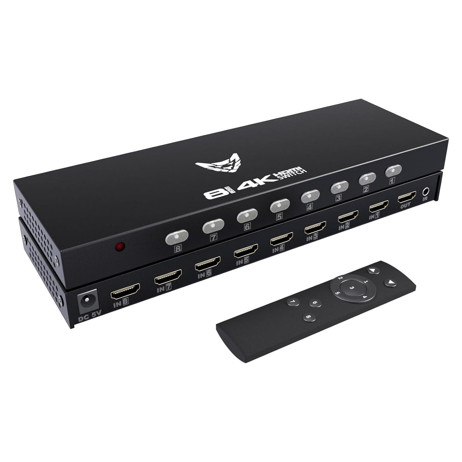Conmutador HDMI 8 Puertos 4K@30Hz DiamondTiger con Control Remoto