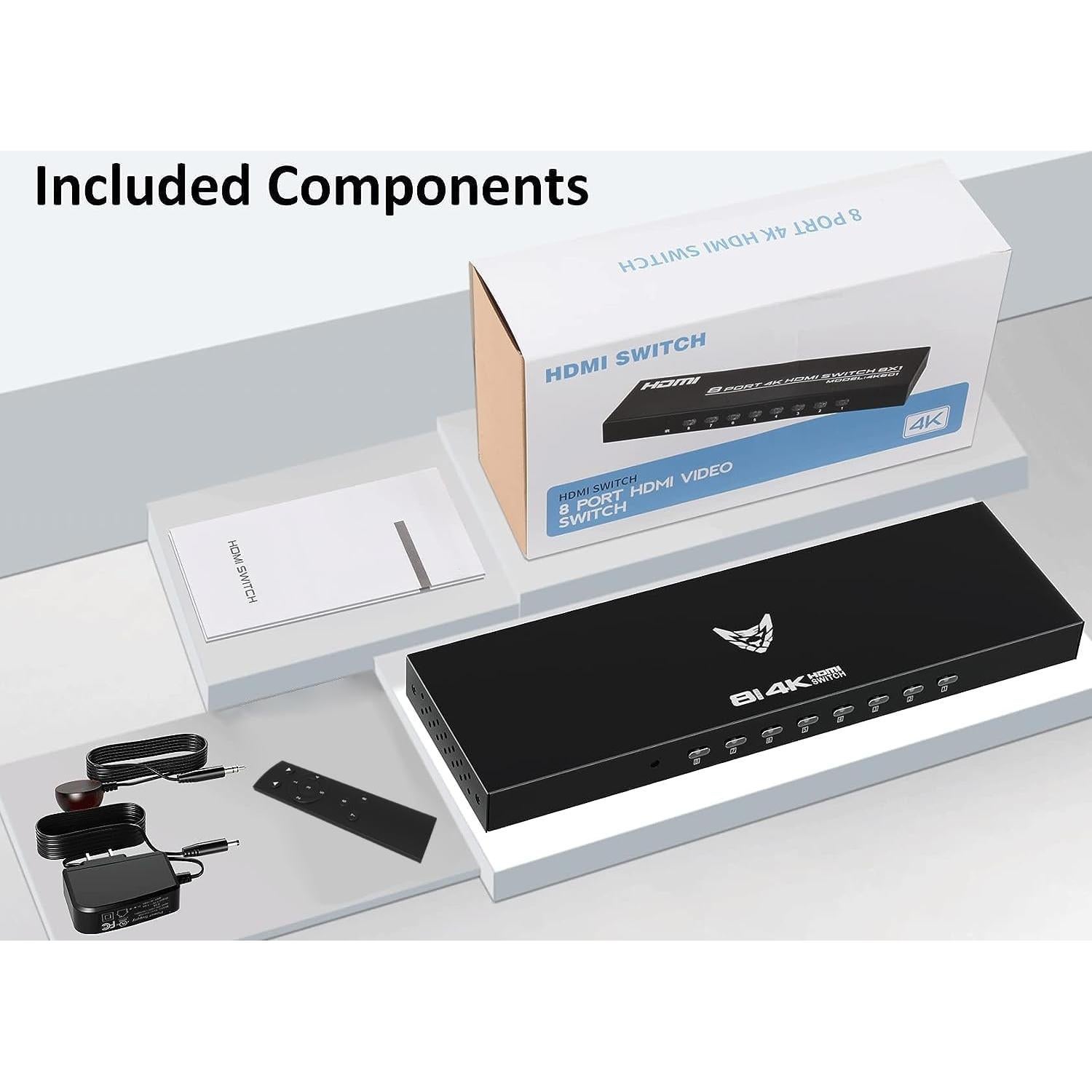 Conmutador HDMI 8 Puertos 4K@30Hz DiamondTiger con Control Remoto