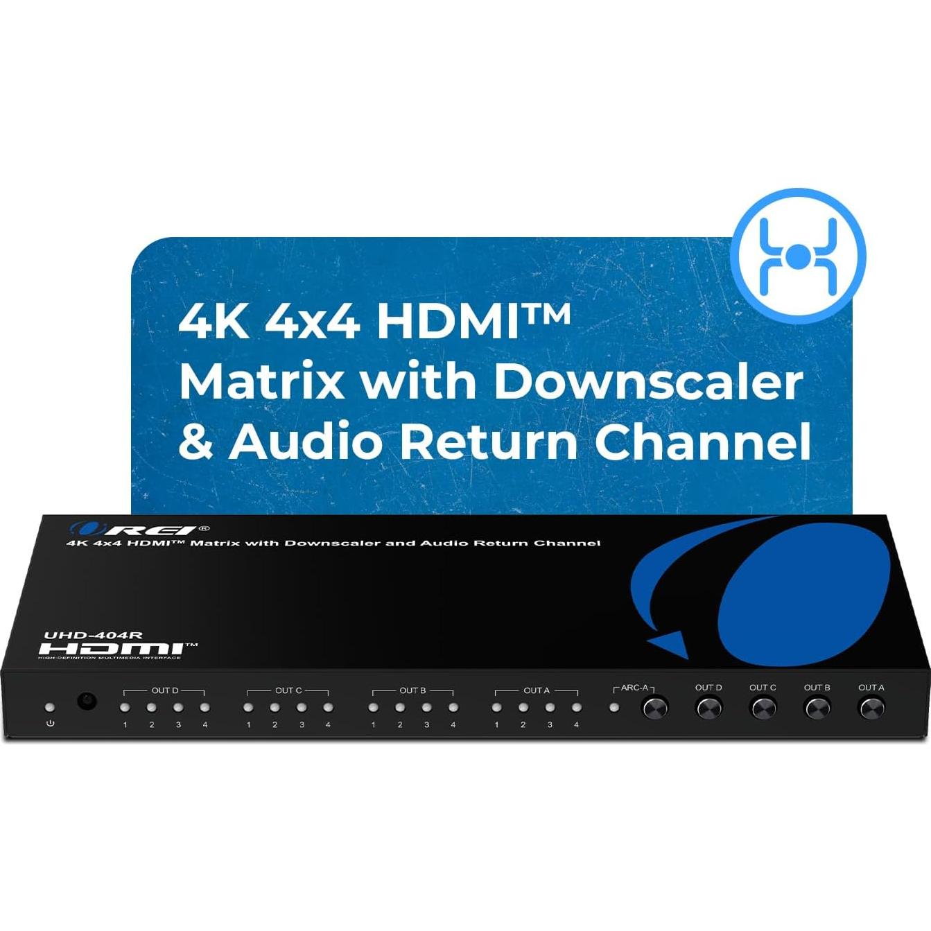 Matriz HDMI 4x4 OREI UHD-404R 4K@60Hz con Control Remoto