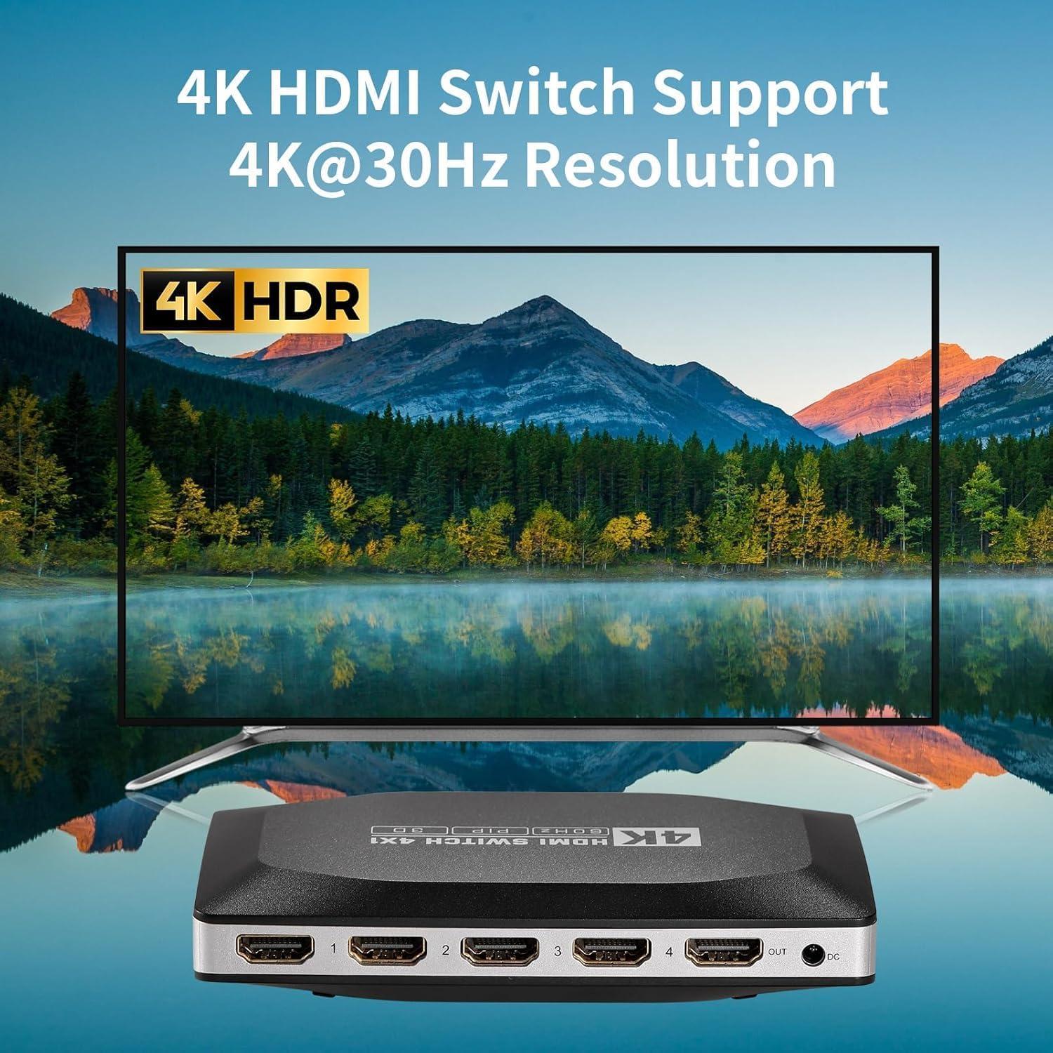 Conmutador HDMI 4 en 1 Tendak 4K con Control Remoto y PIP