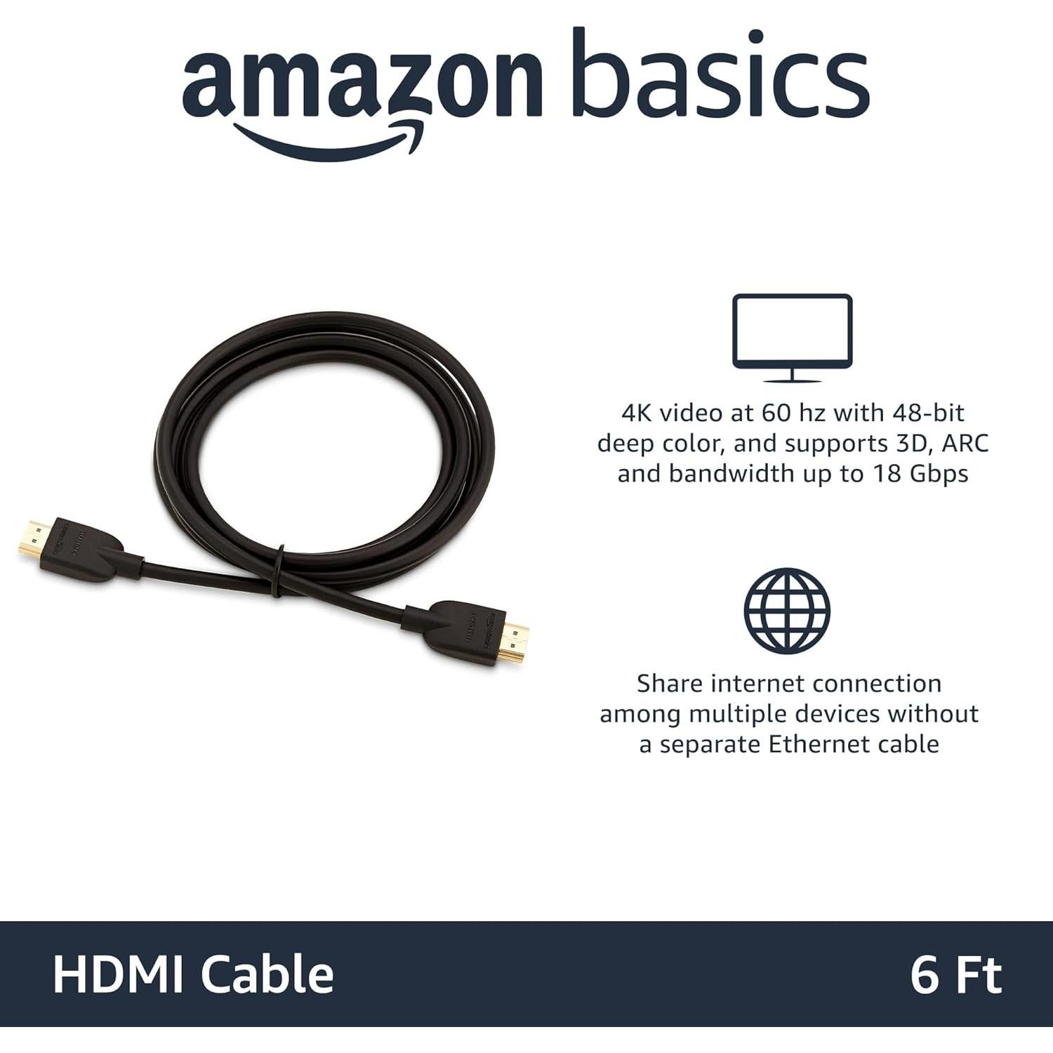 Cable HDMI Amazon Basics 1.83m 4K 60Hz Alta Velocidad