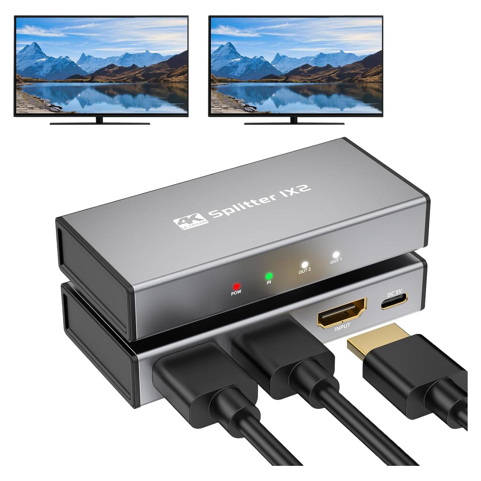 Divisor HDMI 1 en 2 Salidas 4K Ultra HD - Adaptador Doble Pantalla
