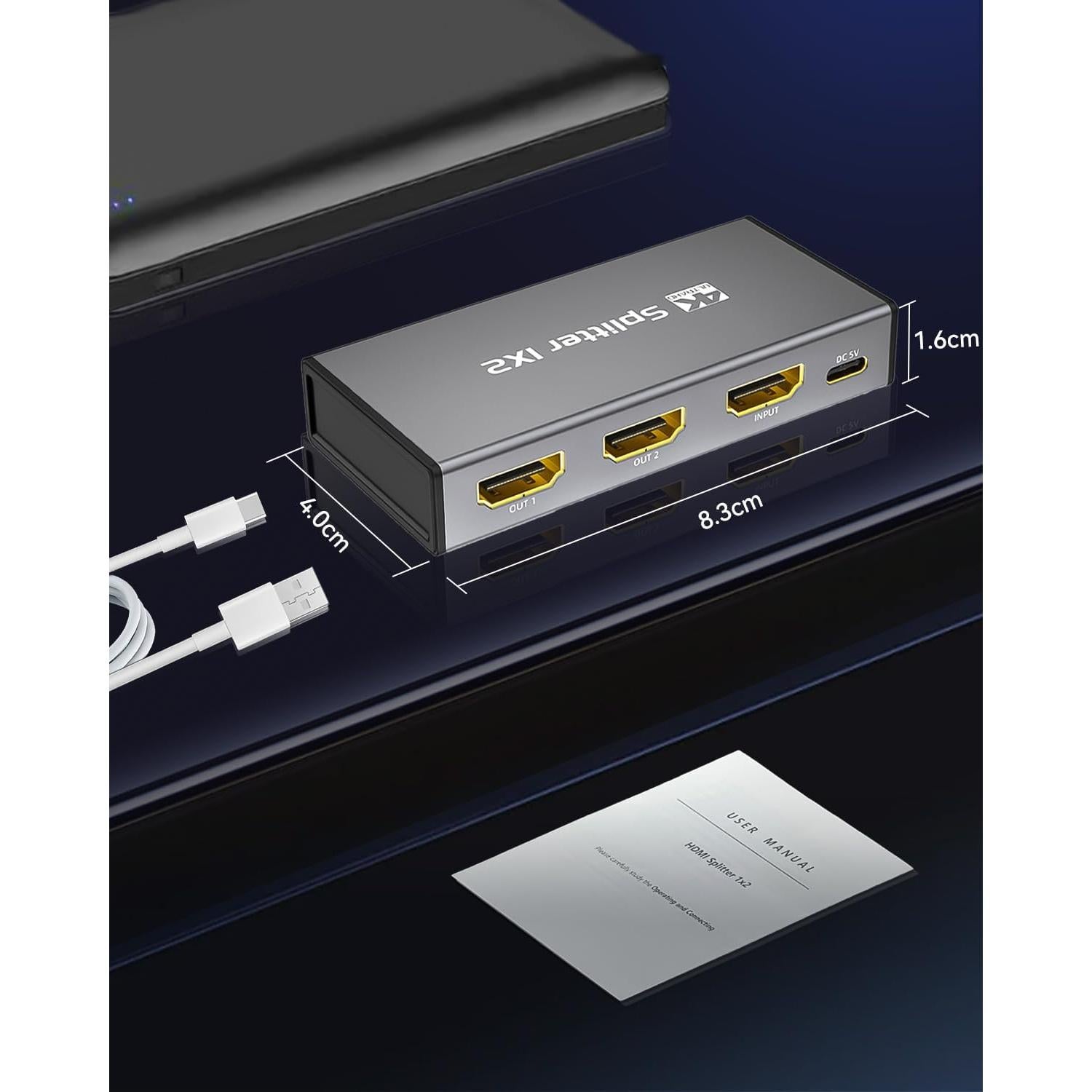 Divisor HDMI 1 en 2 Salidas 4K Ultra HD - Adaptador Doble Pantalla