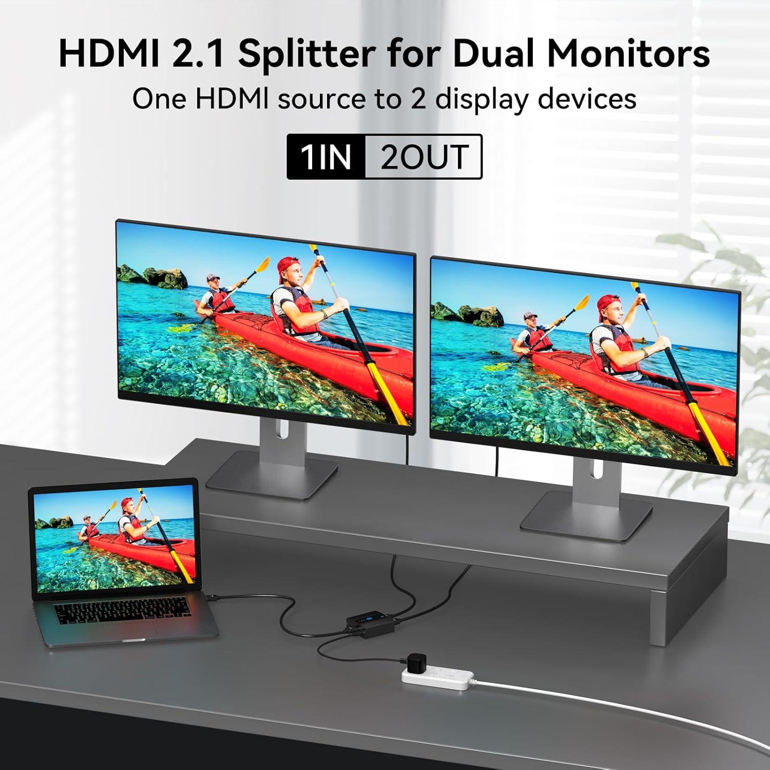 Divisor HDMI 8K 1 entrada 2 salidas FQuanmap 4K 120Hz