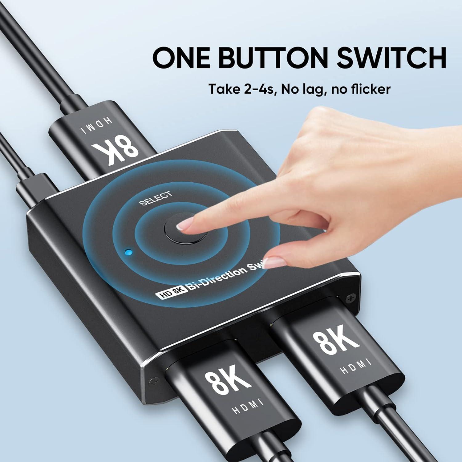 Divisor HDMI 2.1 Bi-Direccional PWAYTEK 8K 60Hz 48Gbps