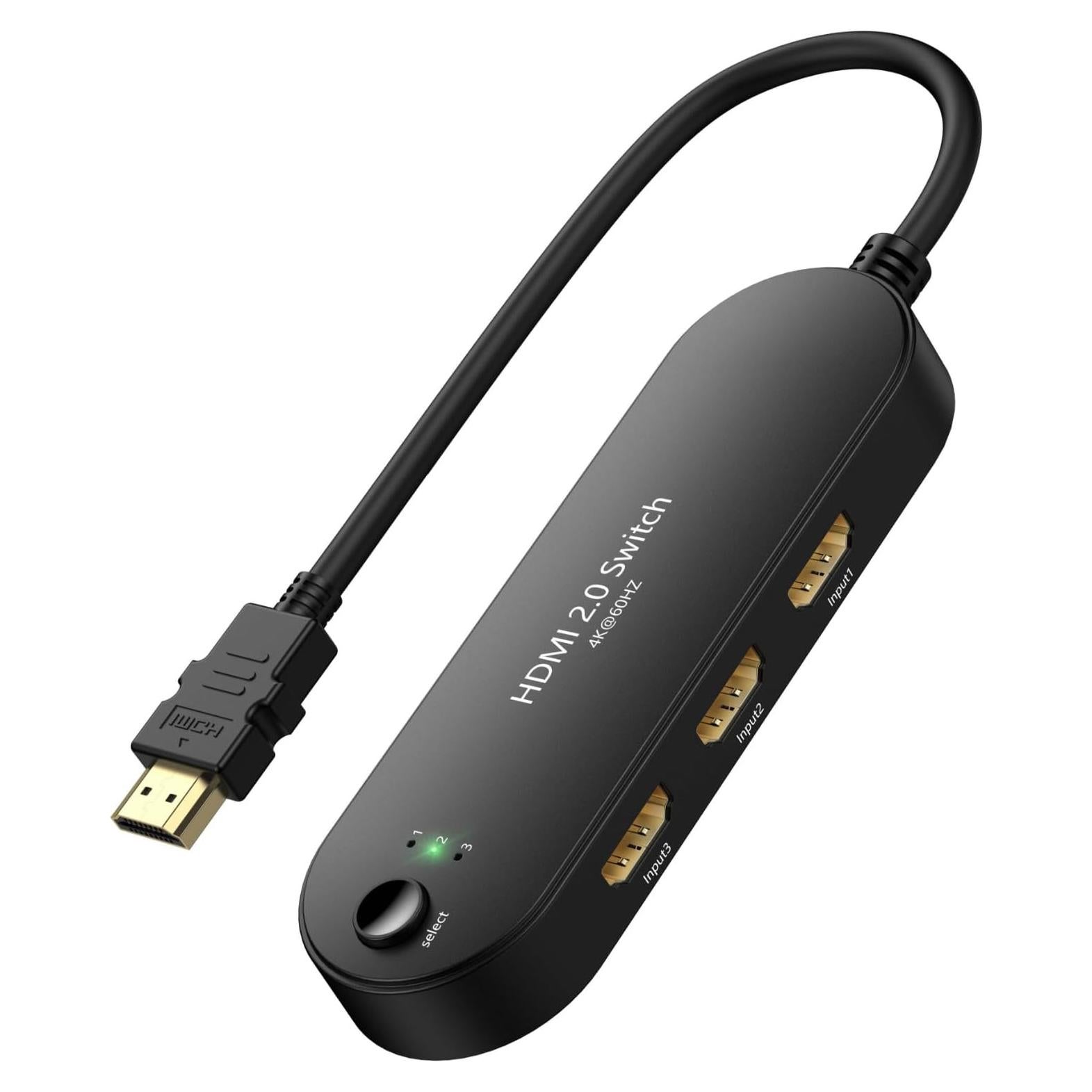 Conmutador HDMI 4K@60Hz Vilcome 3 en 1 para TV y Gaming