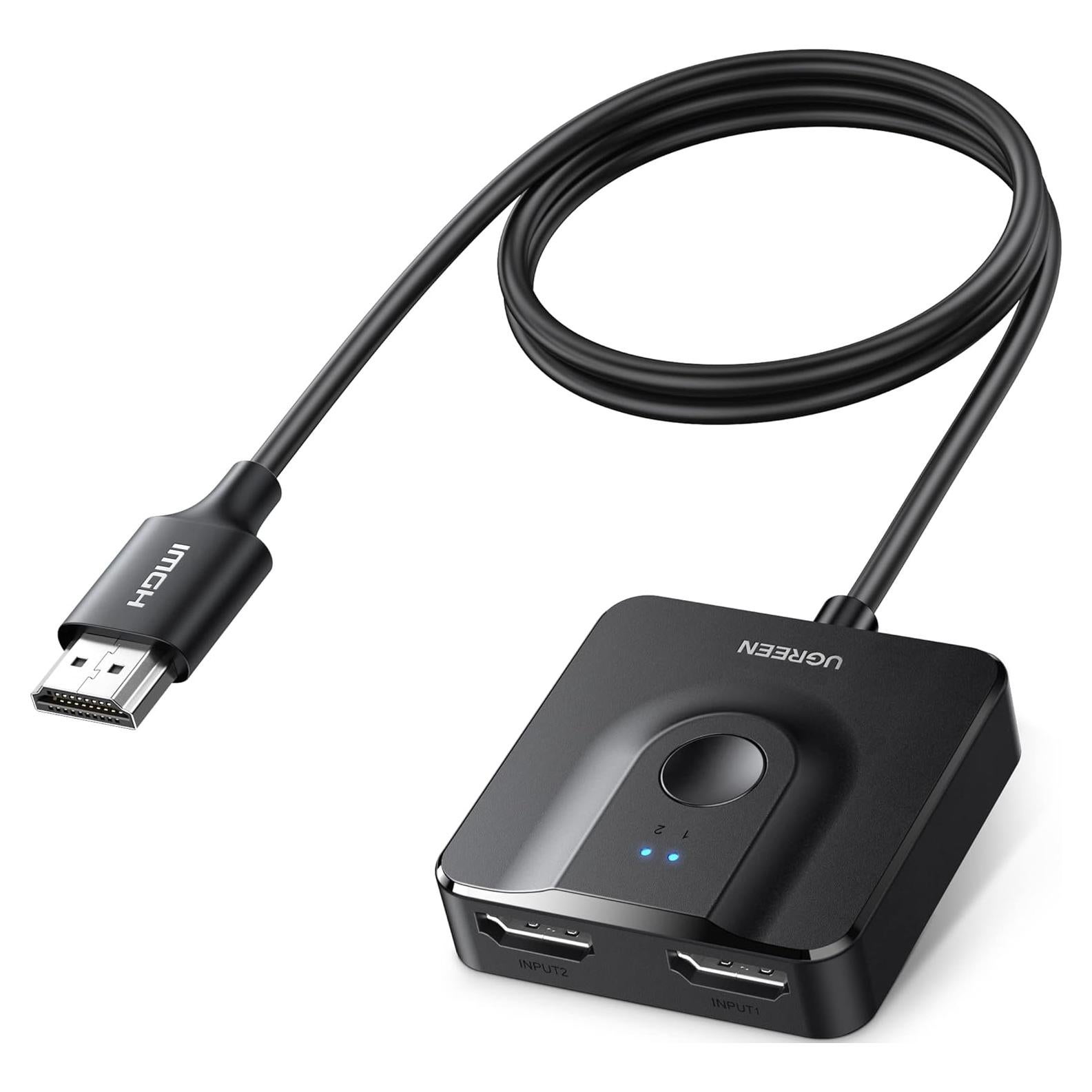 Interruptor HDMI UGREEN 4K@60Hz 2 en 1 con Cable 1m