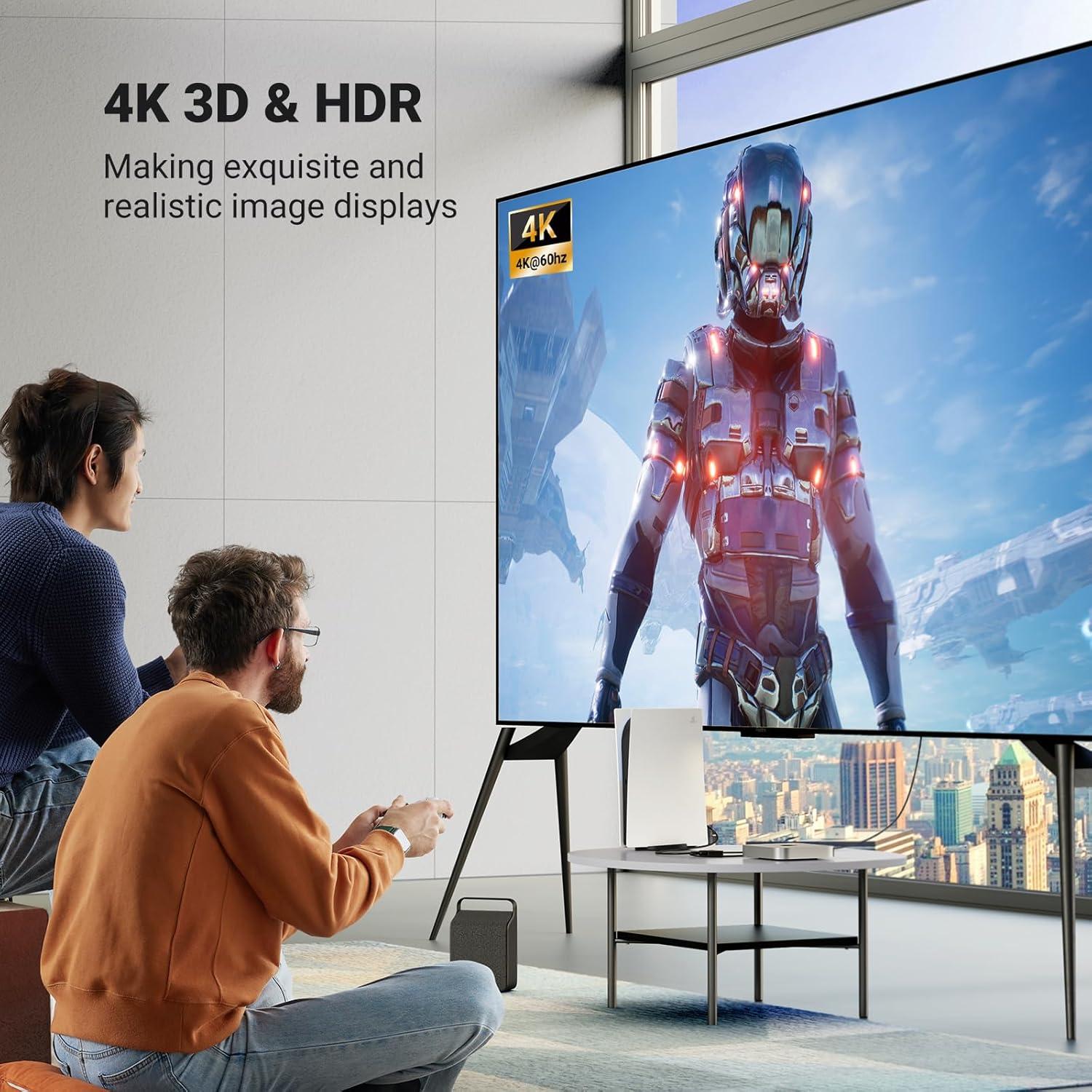 Interruptor HDMI UGREEN 4K@60Hz 2 en 1 con Cable 1m