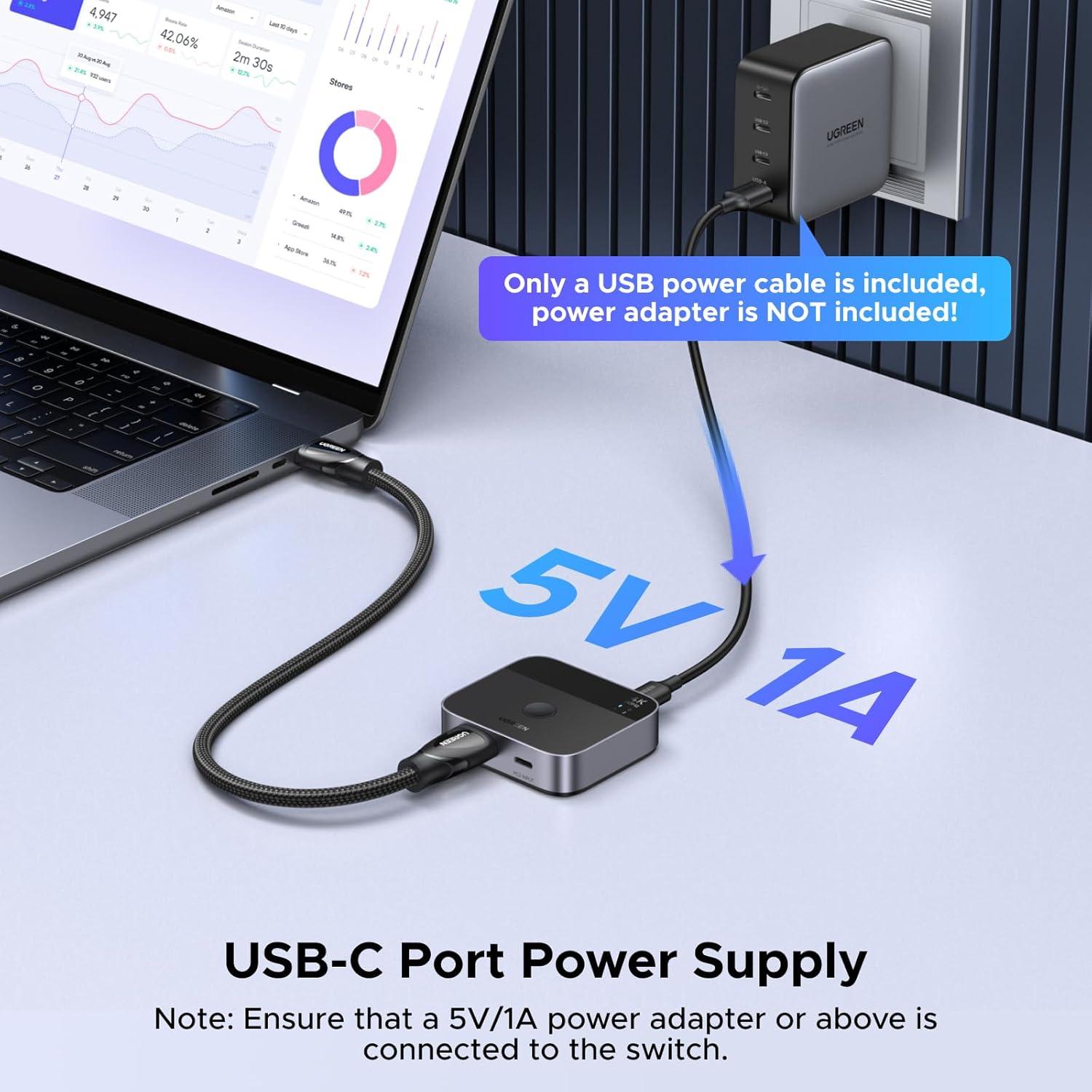 Interruptor USB-C + HDMI 2 en 1 UGREEN 4K@60Hz para Laptops