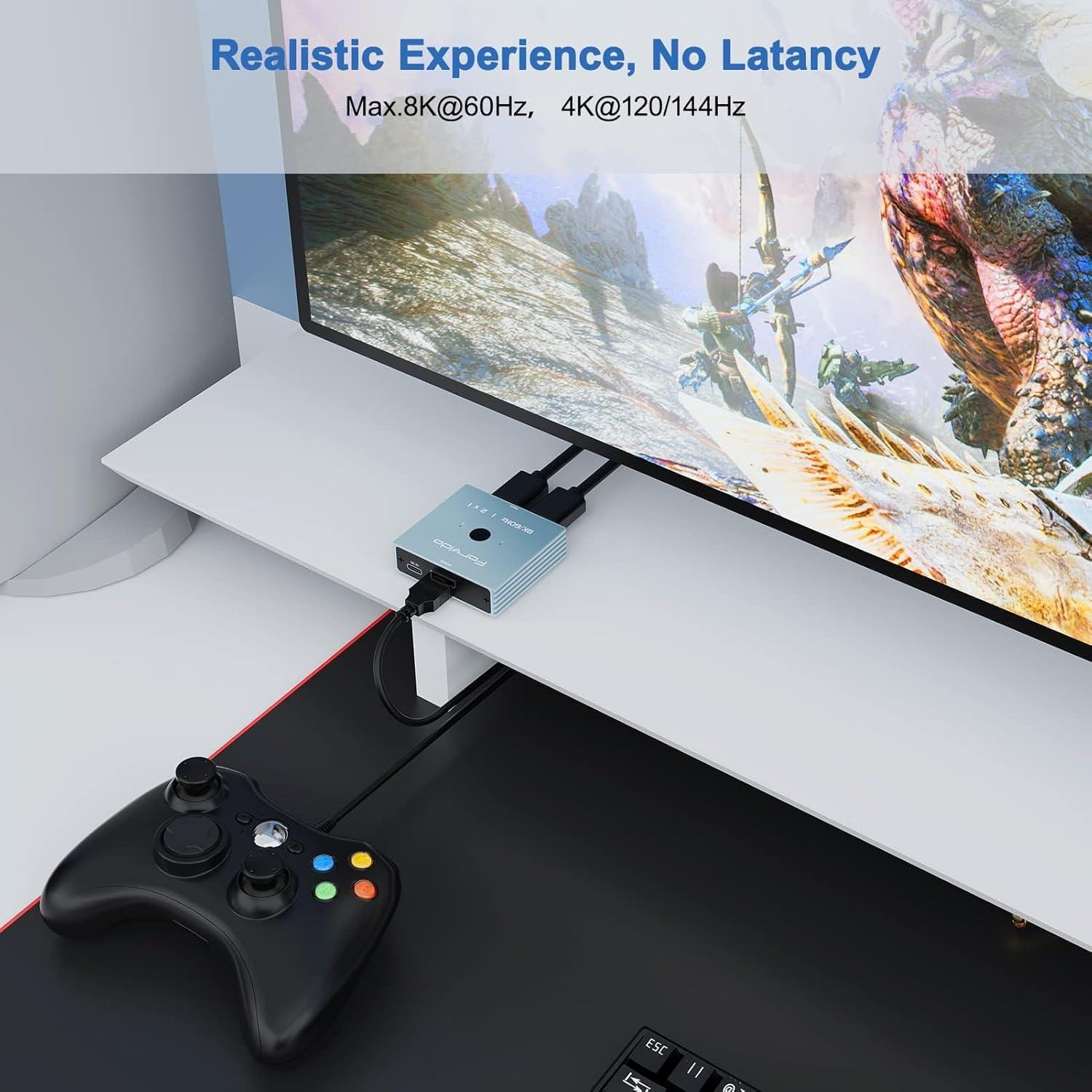 Conmutador HDMI 2x1 8K 60Hz Fengqing - Compatible PS5 Xbox