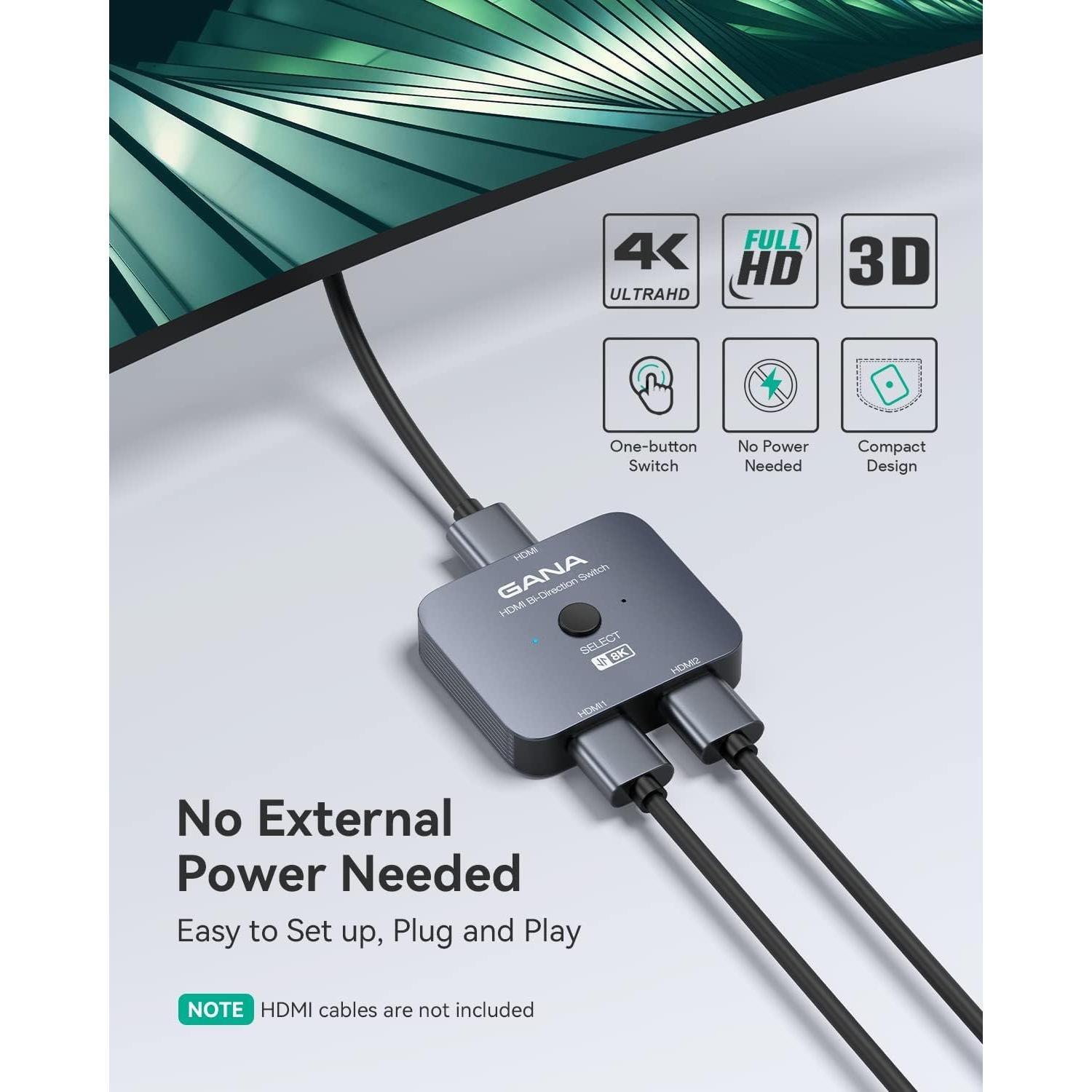 Interruptor HDMI 2.1 GANA Bi-Direccional 4K 8K 48Gbps