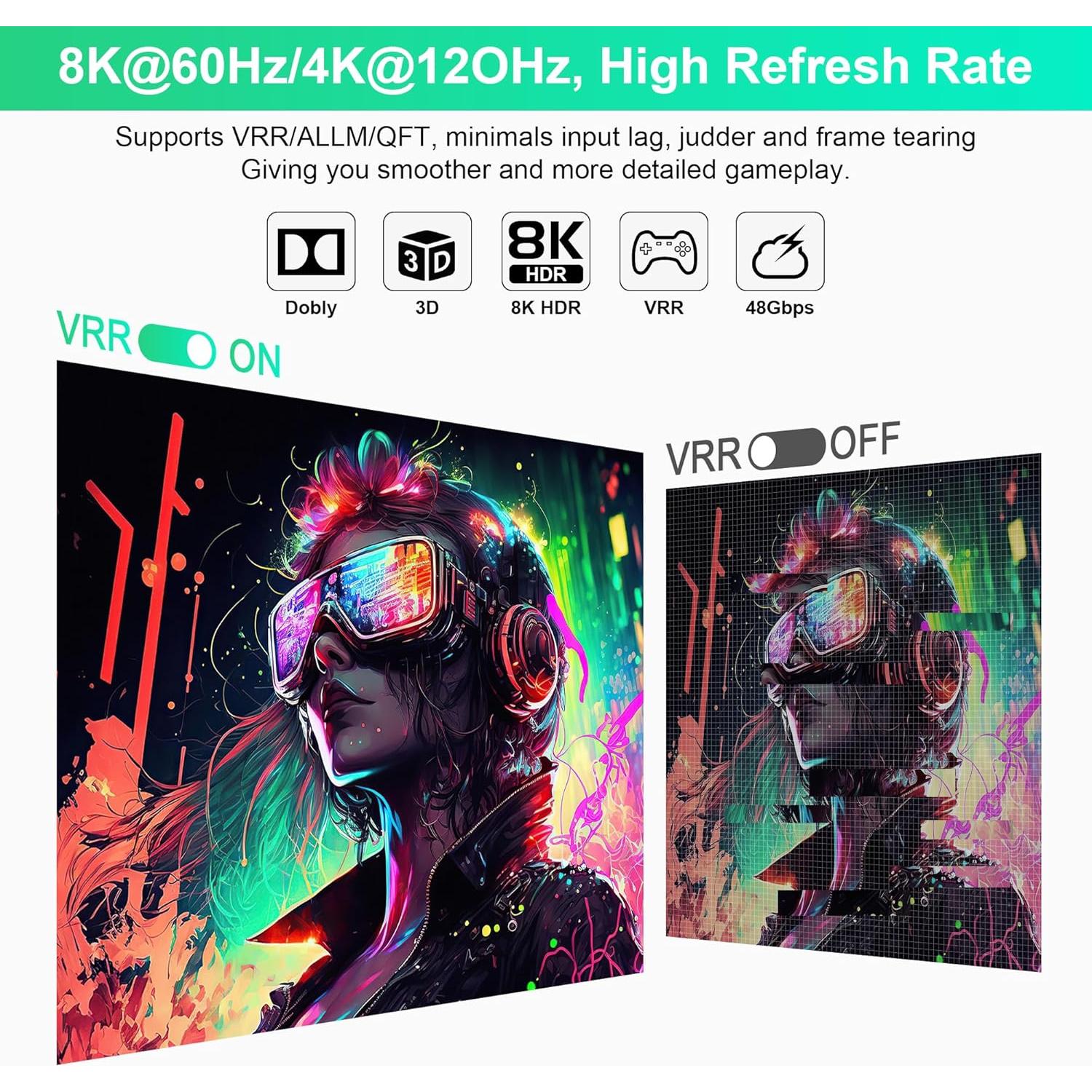 Conmutador HDMI 2.1 5 en 1 Arleedyn 8K 60Hz con Control Remoto