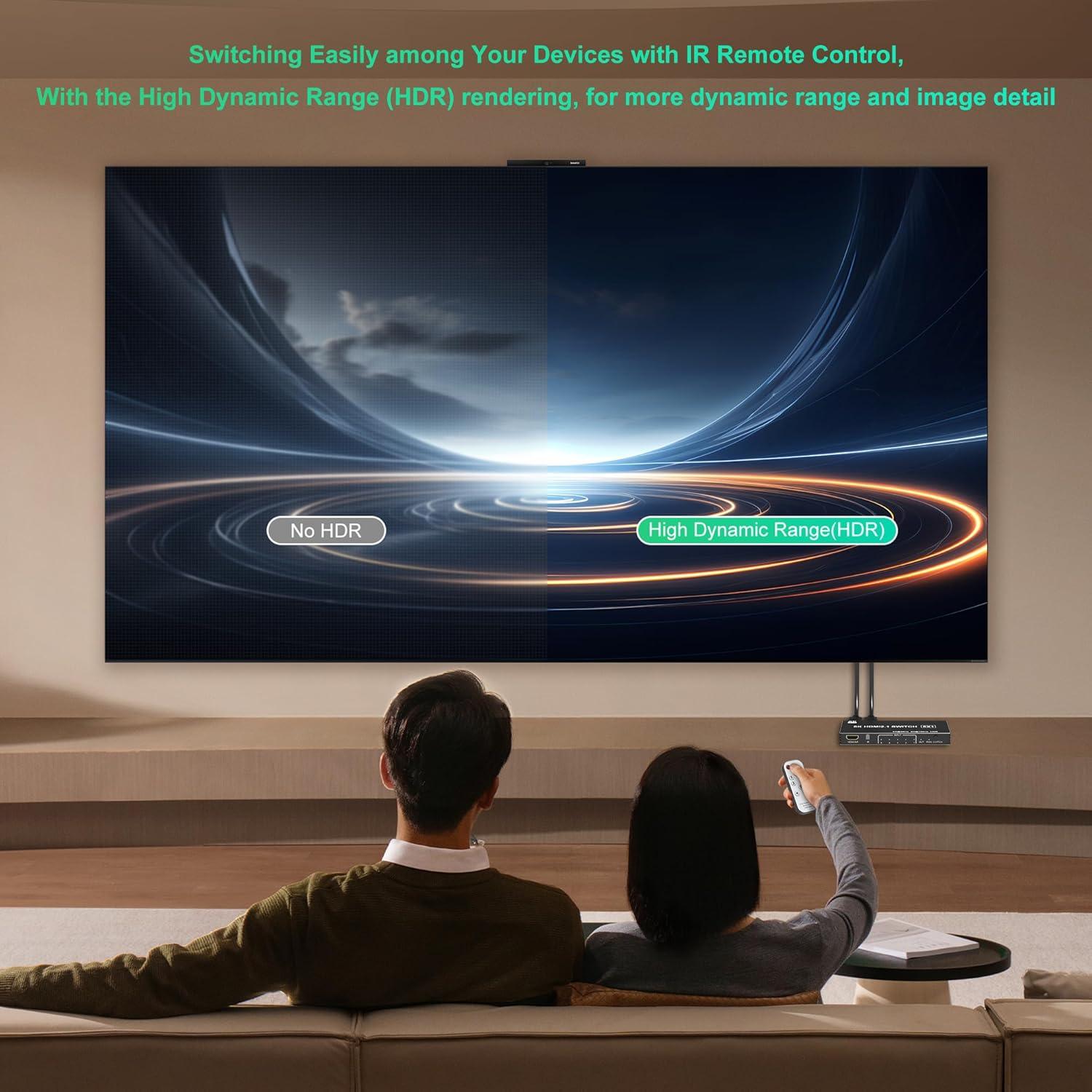 Conmutador HDMI 2.1 5 en 1 Arleedyn 8K 60Hz con Control Remoto