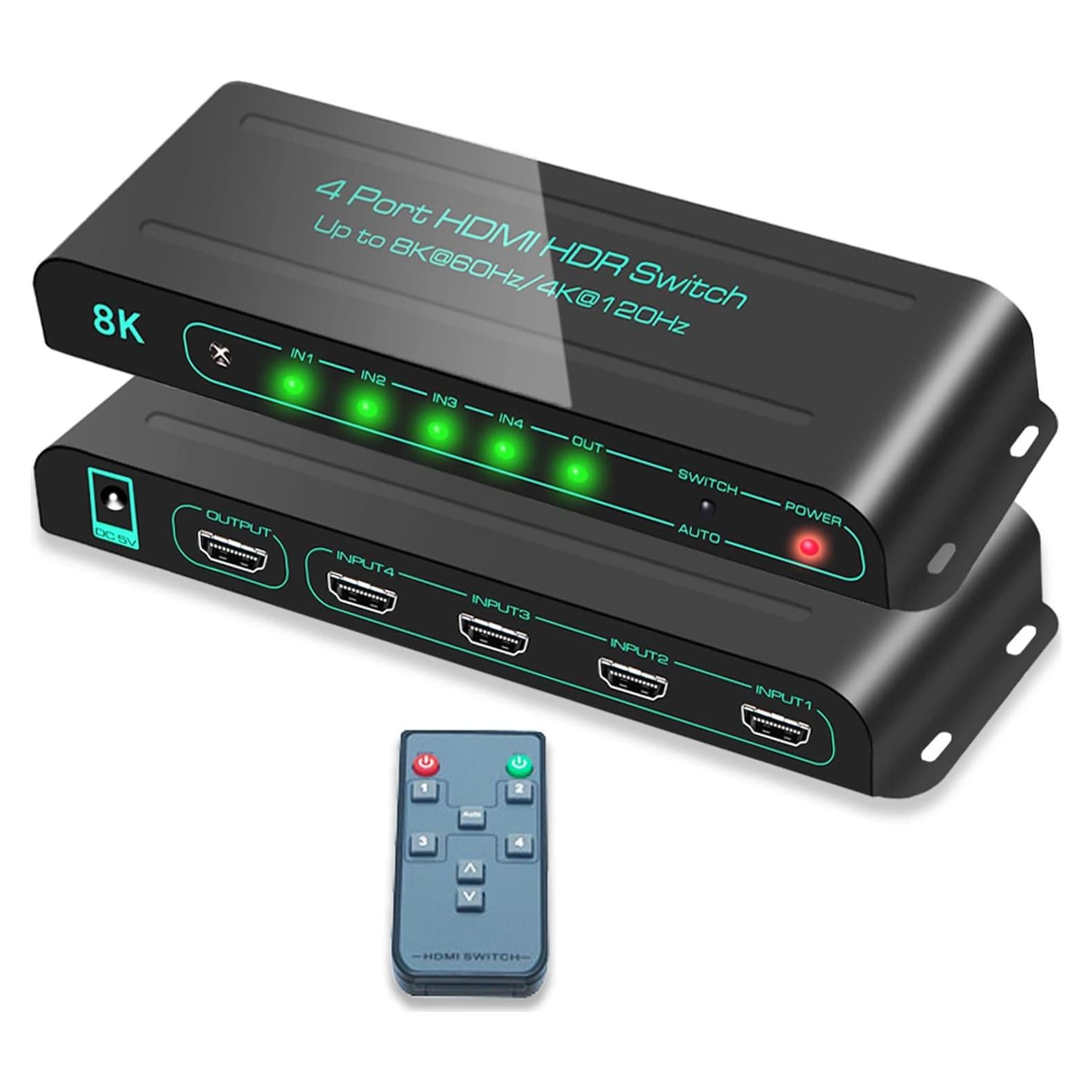 Interruptor HDMI 8K SkycropHD 4 en 1 Automático 48Gbps