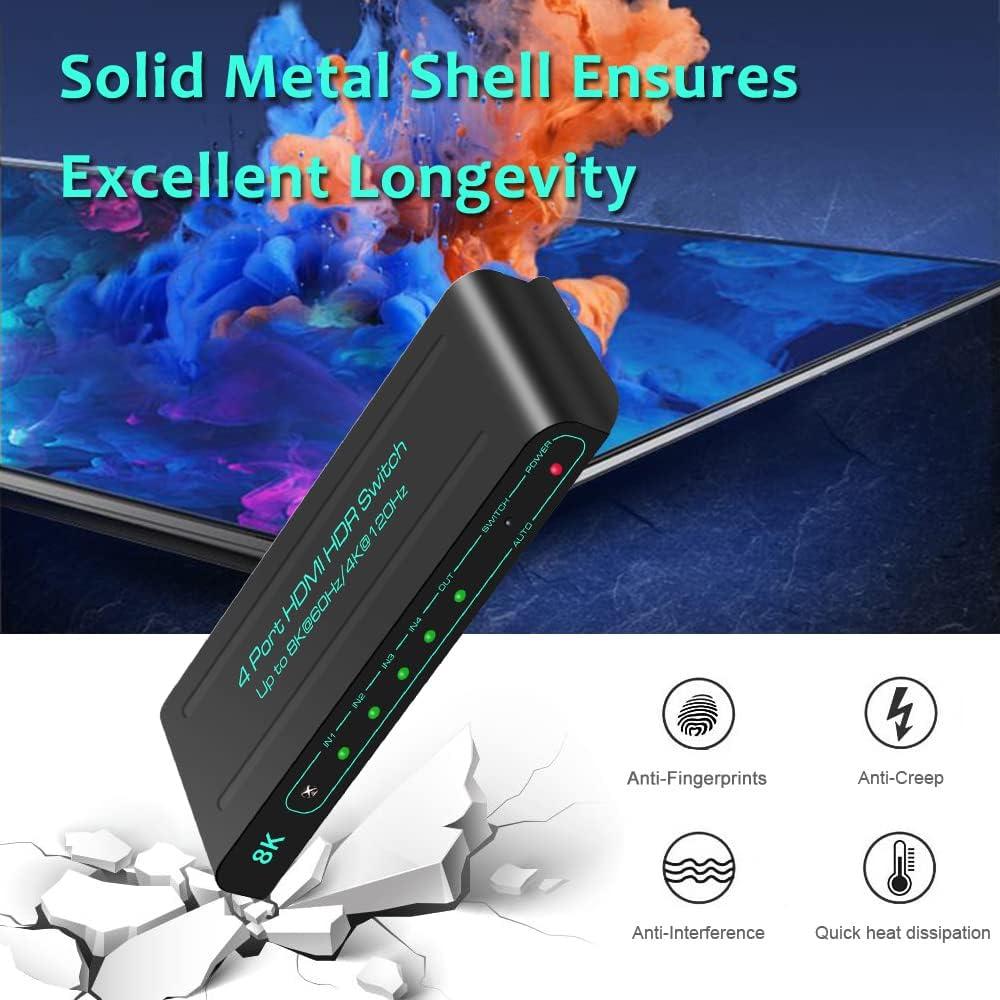 Interruptor HDMI 8K SkycropHD 4 en 1 Automático 48Gbps