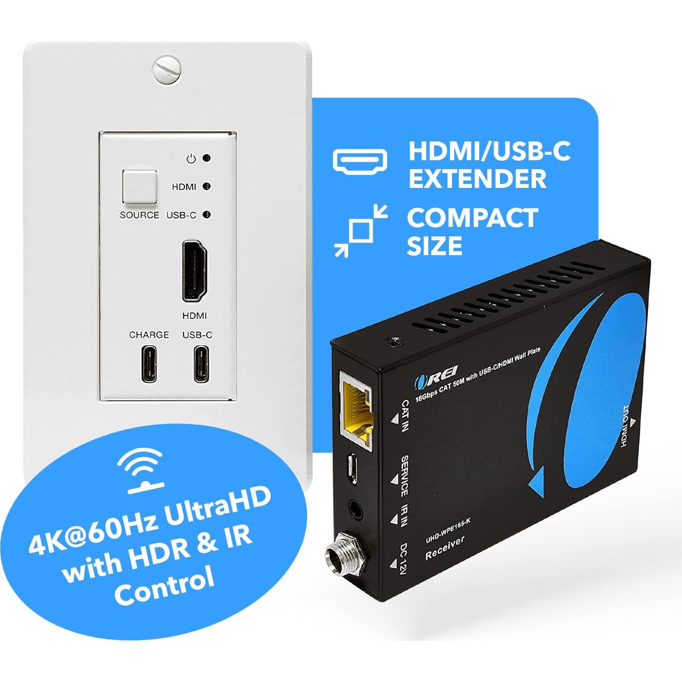 Extensor HDMI/USB-C OREI UHD 4K 60Hz hasta 50m Cat6/Cat7