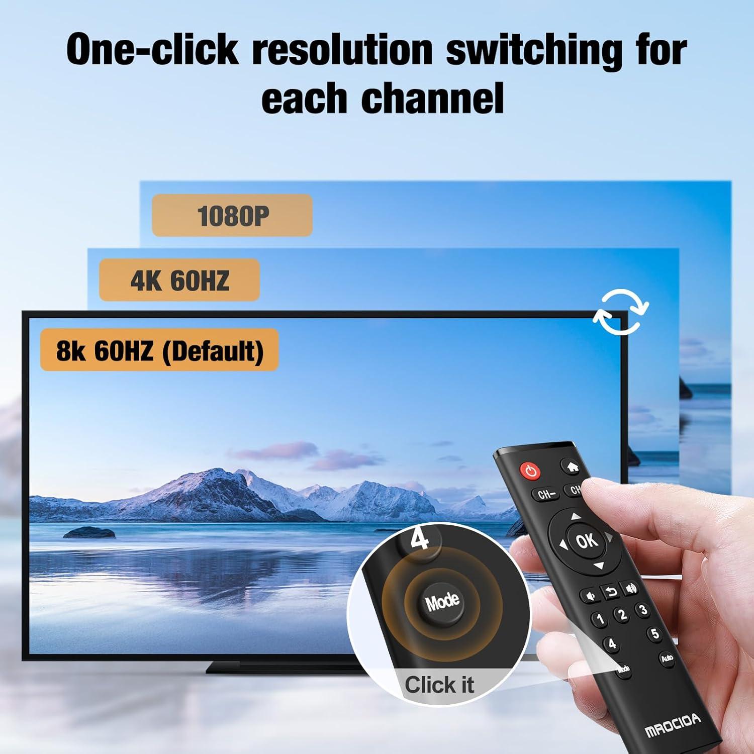 Interruptor HDMI 2.1 8K 5 Puertos con Control Remoto y ARC