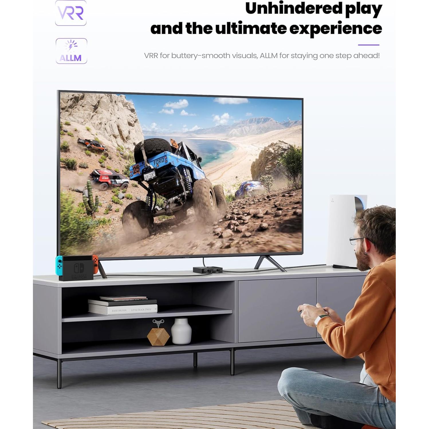 Conmutador HDMI 8K 2 en 1 NEWCARE, 4K@120Hz, 48 Gbps