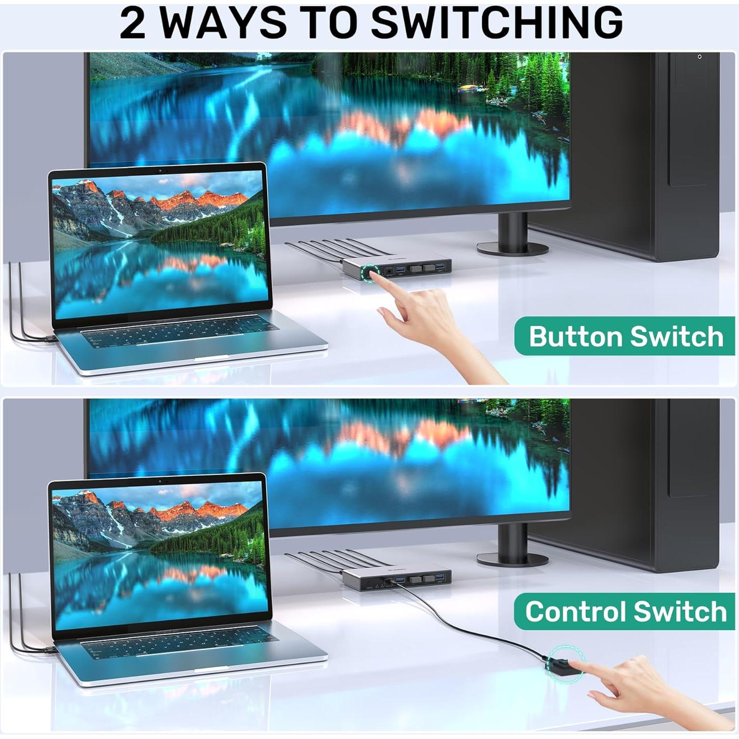 Interruptor KVM HDMI 4K 2 Computadoras SUIDEK USB 3.0