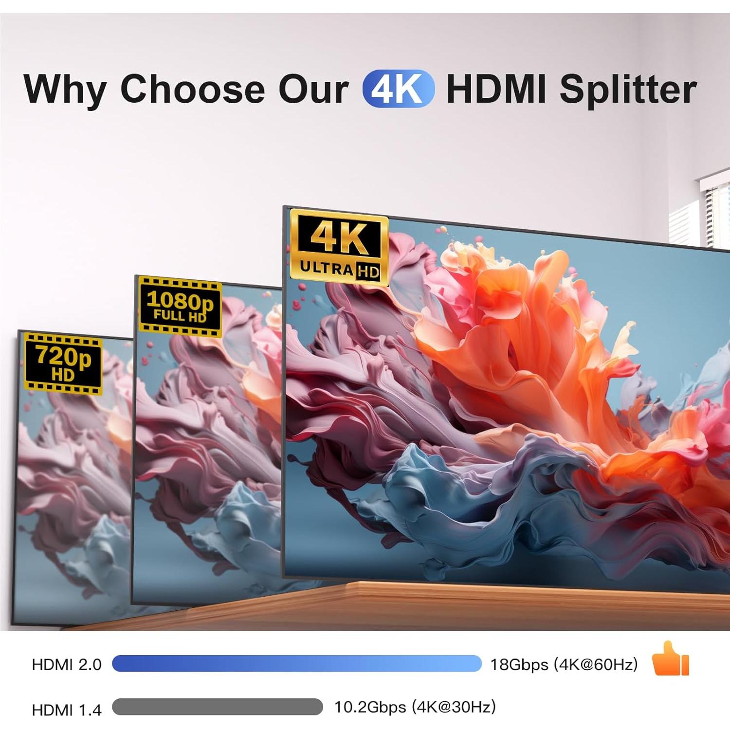 Conmutador HDMI 2 en 1 VENTION 4K 60Hz Gris con LED