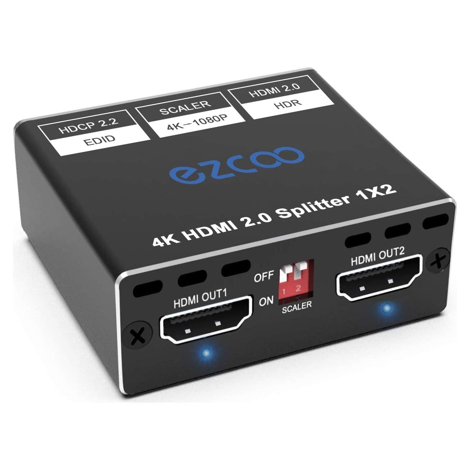 Divisor HDMI 4K 1x2 EZCOOTECH con HDR y Dolby Atmos