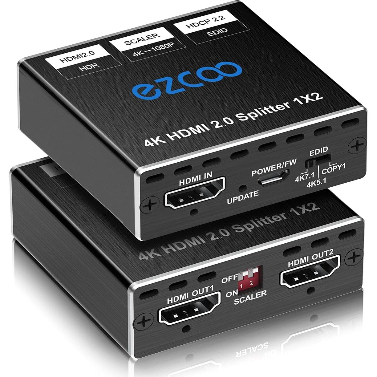 Divisor HDMI 4K 1x2 EZCOOTECH con HDR y Dolby Atmos