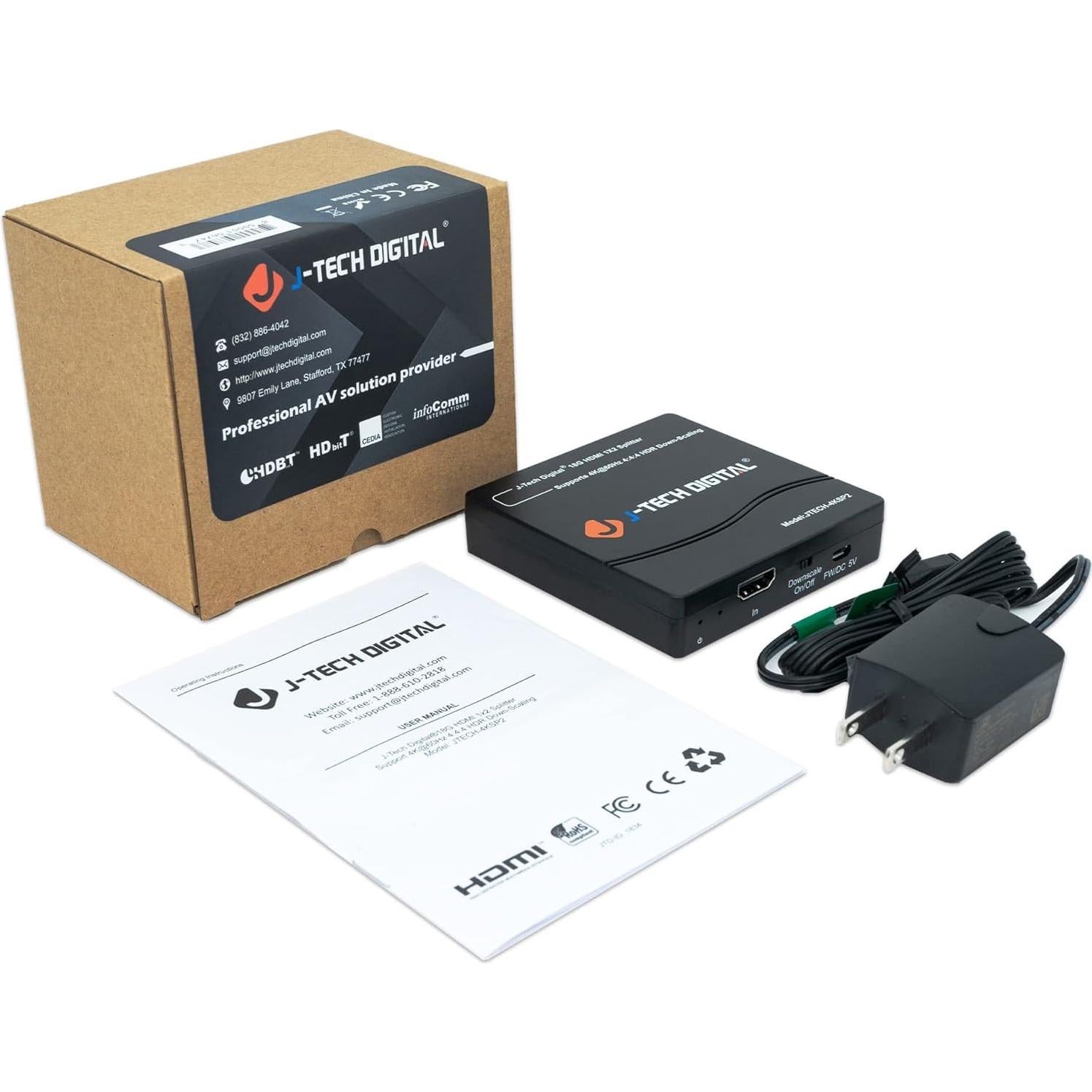 Divisor HDMI 1x2 J-Tech Digital JTECH-4KSP2 4K 60Hz