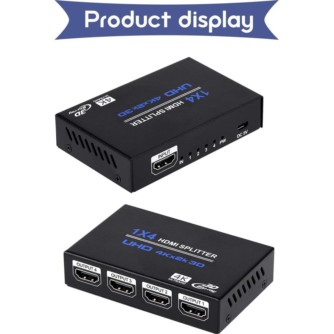 Divisor HDMI 1x4 ENBUER 4K 3D Duplicador de Pantalla