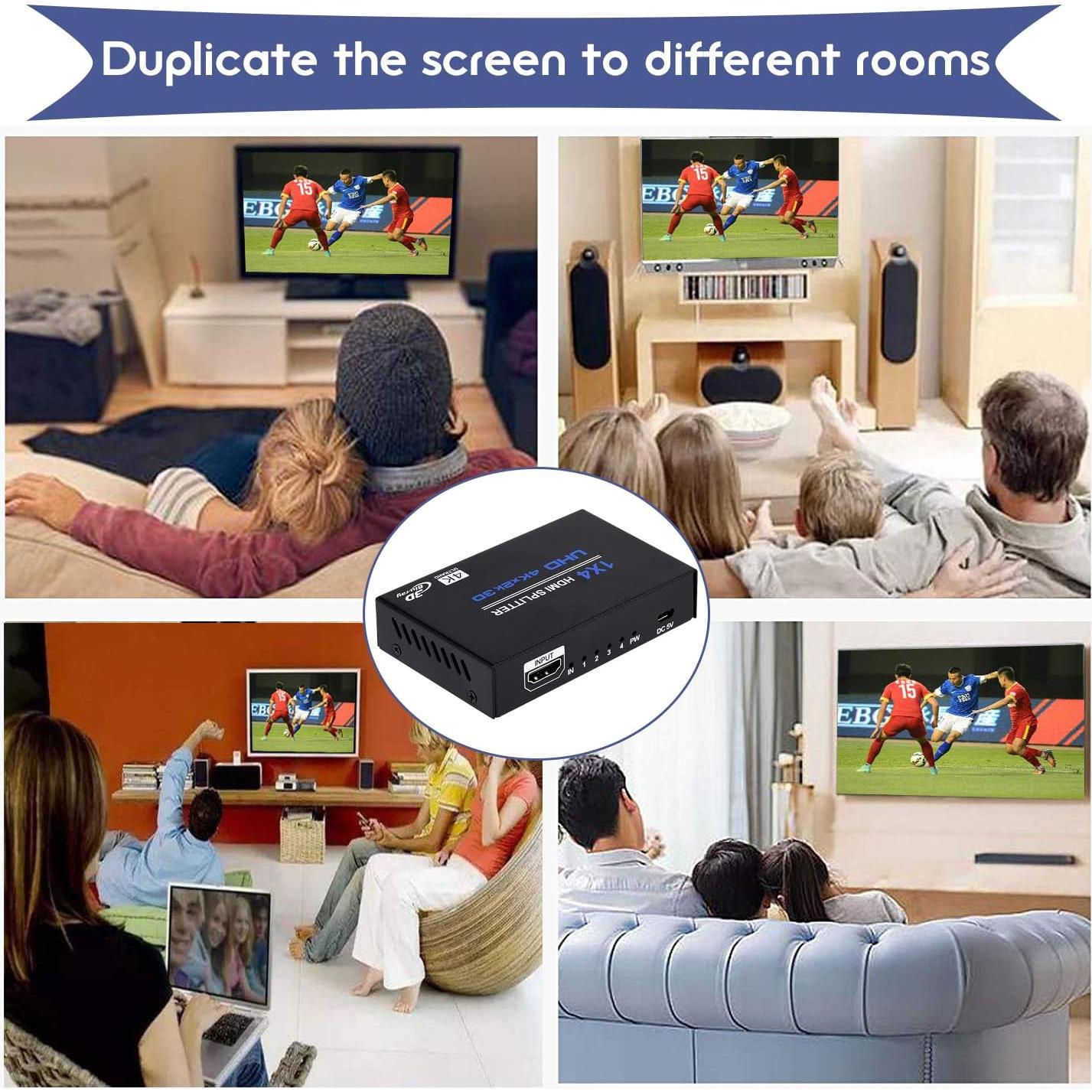 Divisor HDMI 1x4 ENBUER 4K 3D Duplicador de Pantalla